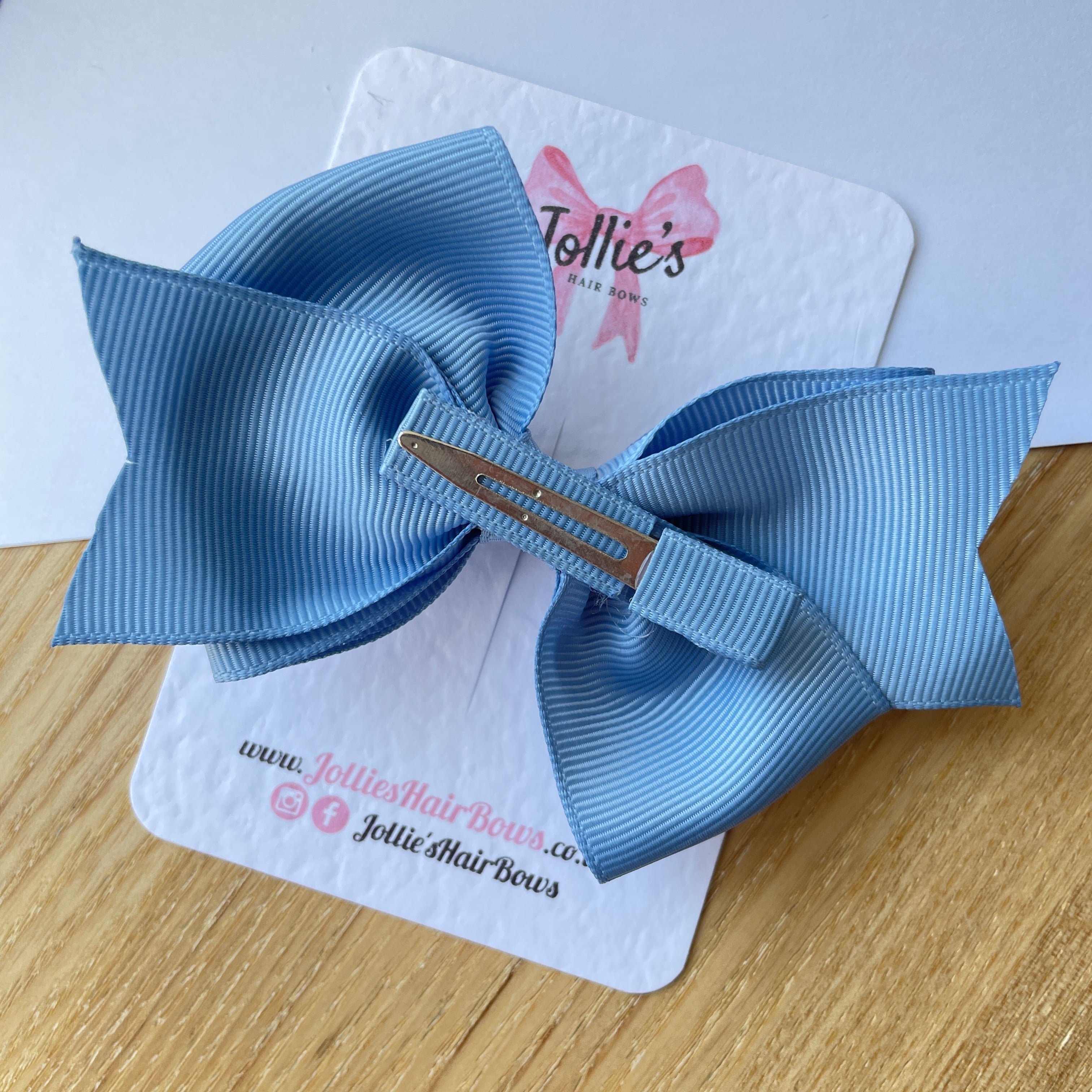 4" French Blue Triple Layer Hair Bow – Grosgrain Ribbon with Lined Alligator Clip