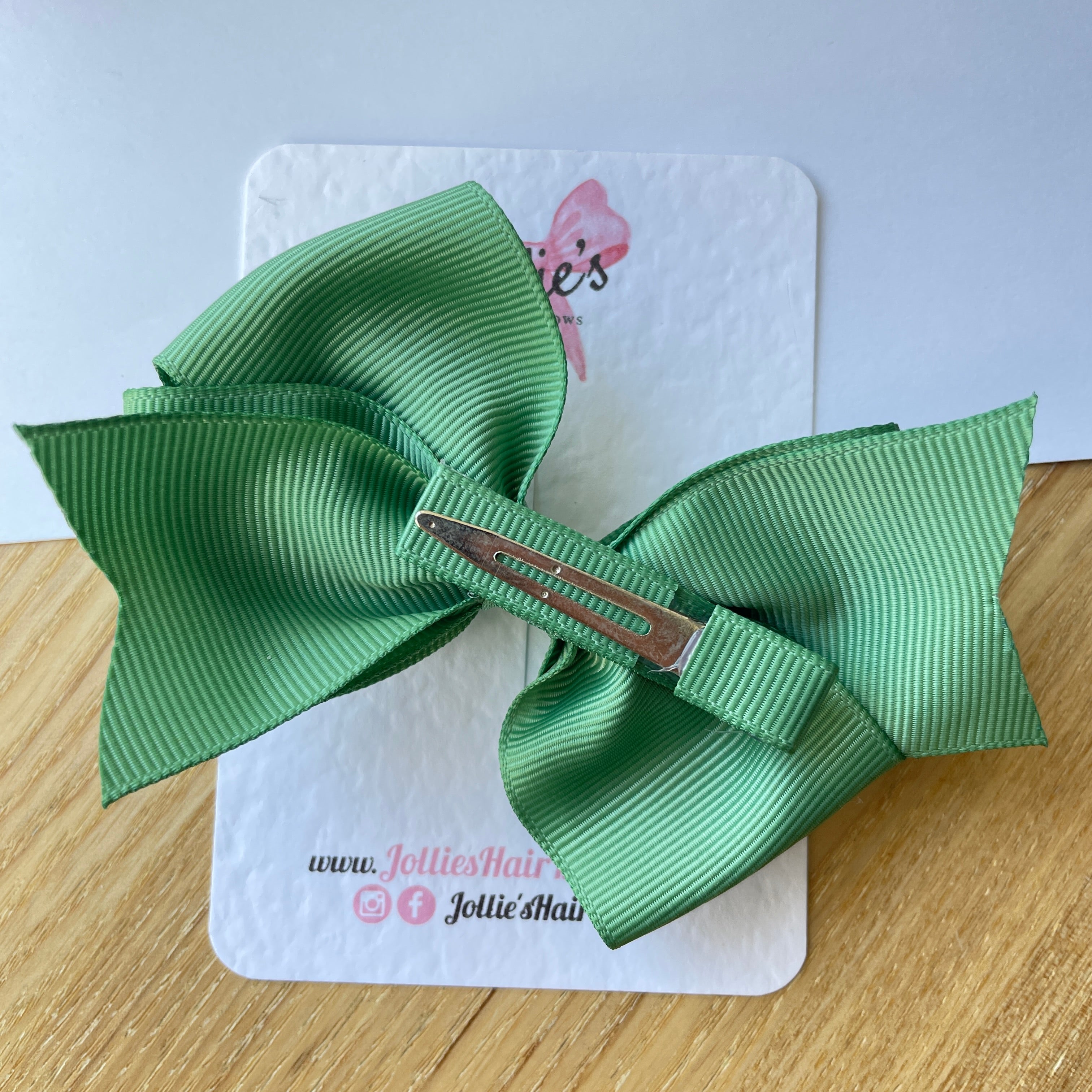 4" Sage Green Triple Layer Hair Bow – Grosgrain Ribbon with Lined Alligator Clip