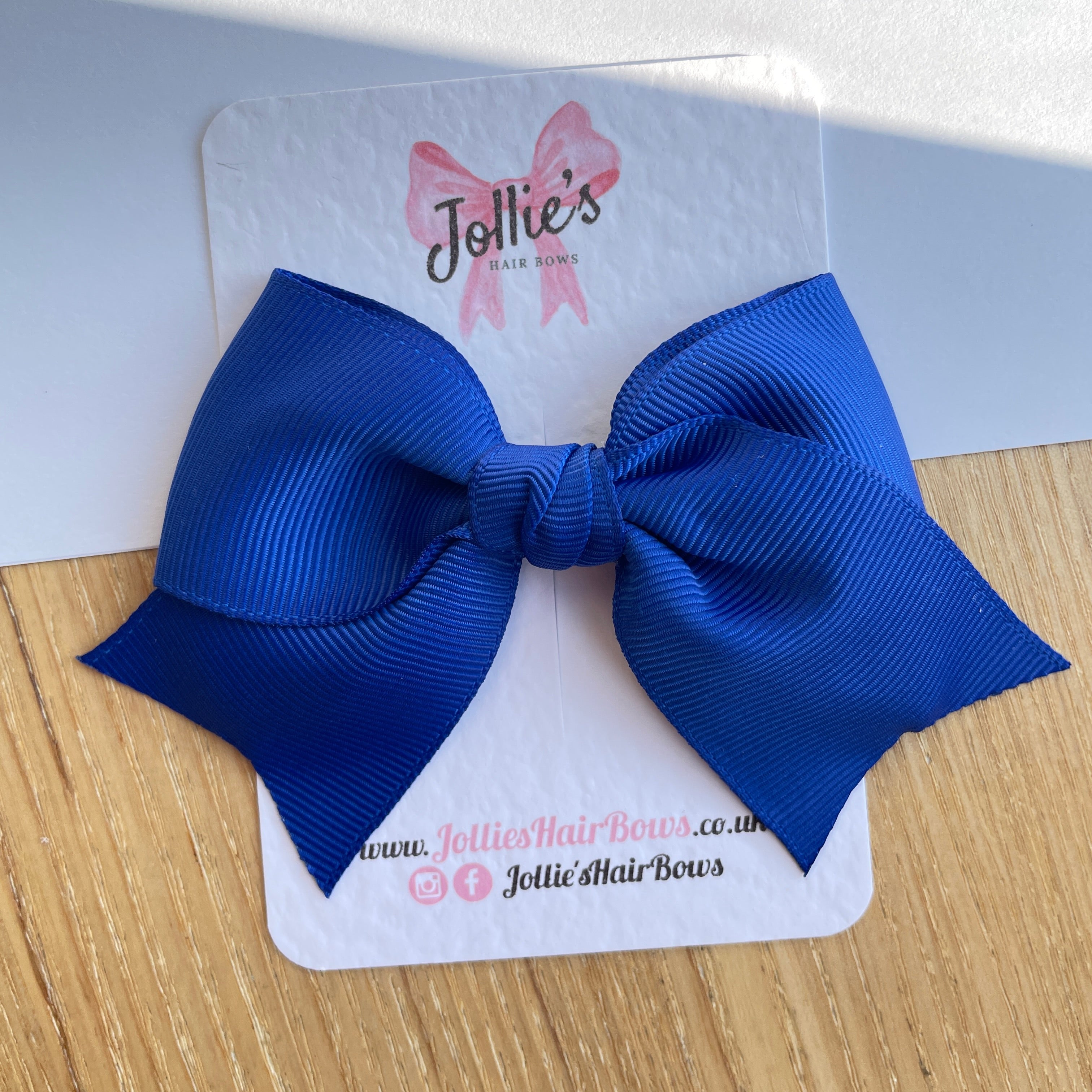 4" Cobalt Classic Hair Bow – Grosgrain Ribbon with Lined Alligator Clip
