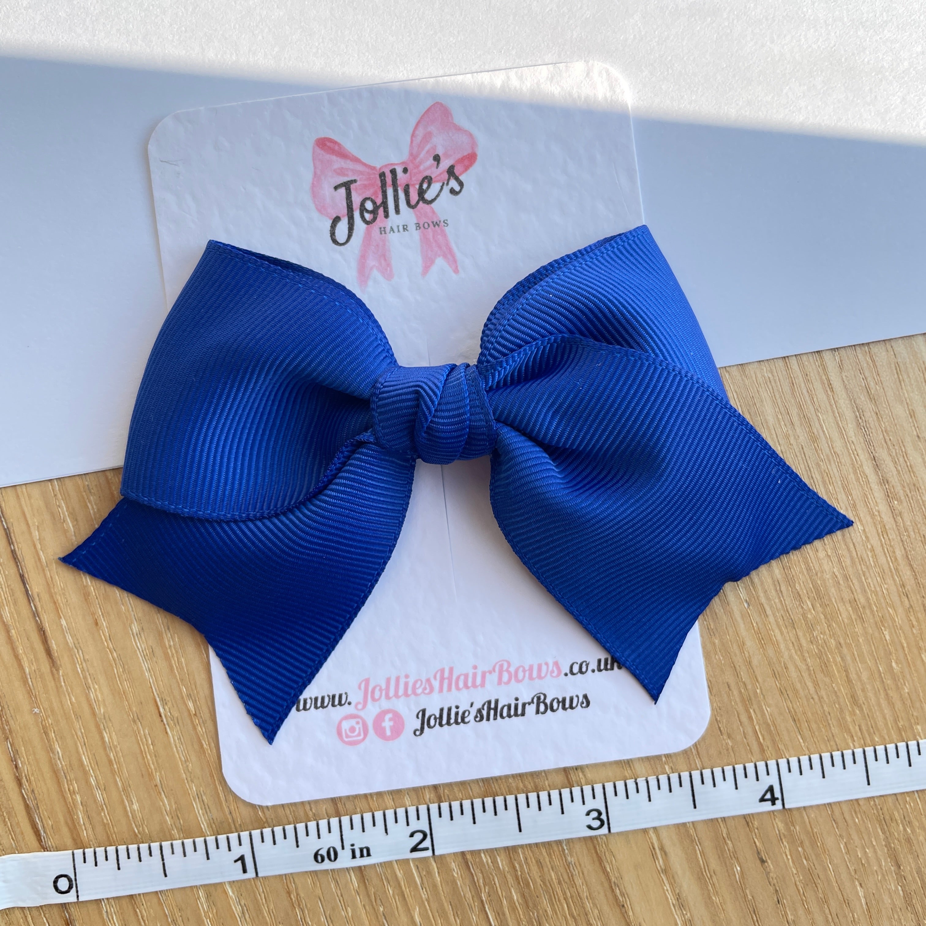 4" Cobalt Classic Hair Bow – Grosgrain Ribbon with Lined Alligator Clip