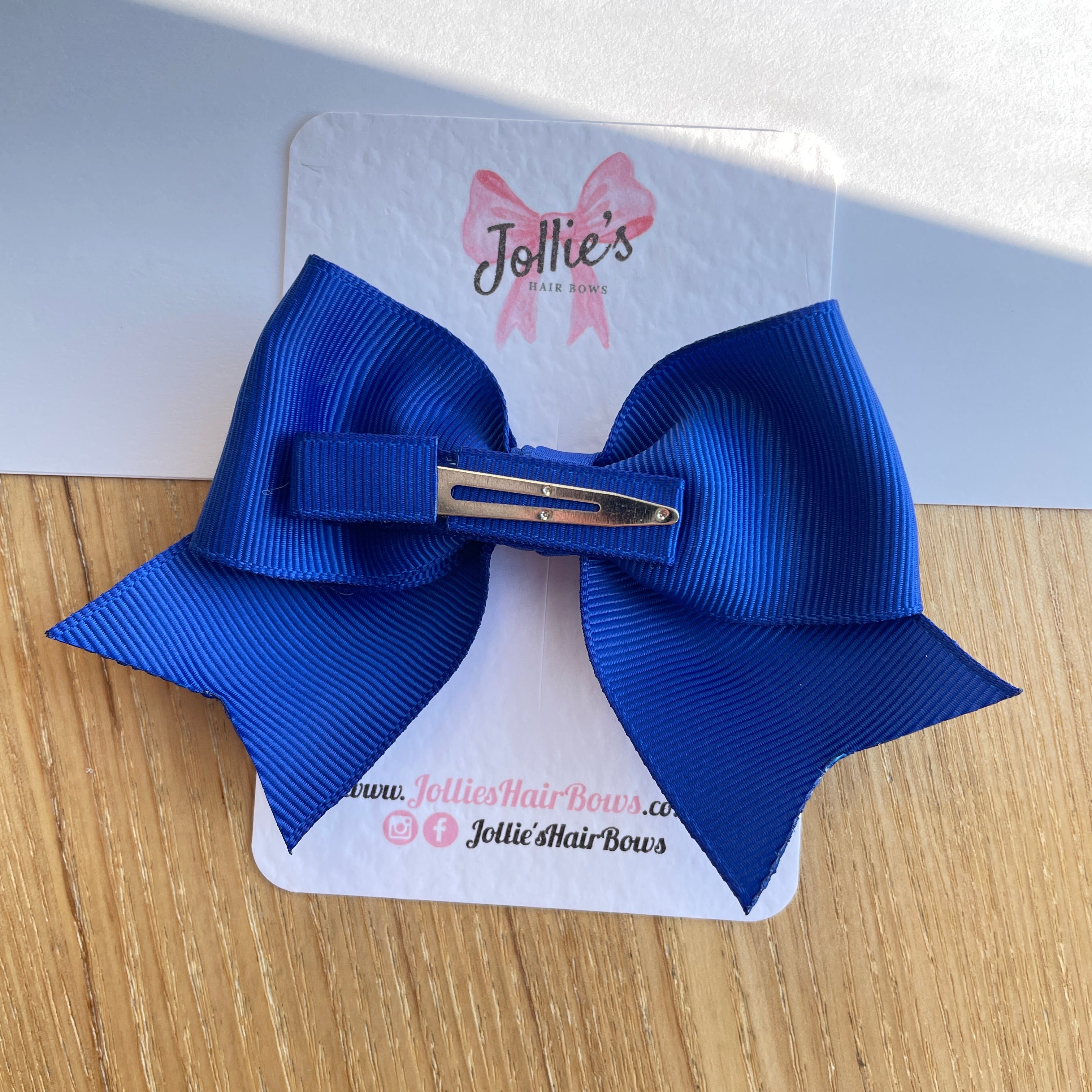 4" Cobalt Classic Hair Bow – Grosgrain Ribbon with Lined Alligator Clip