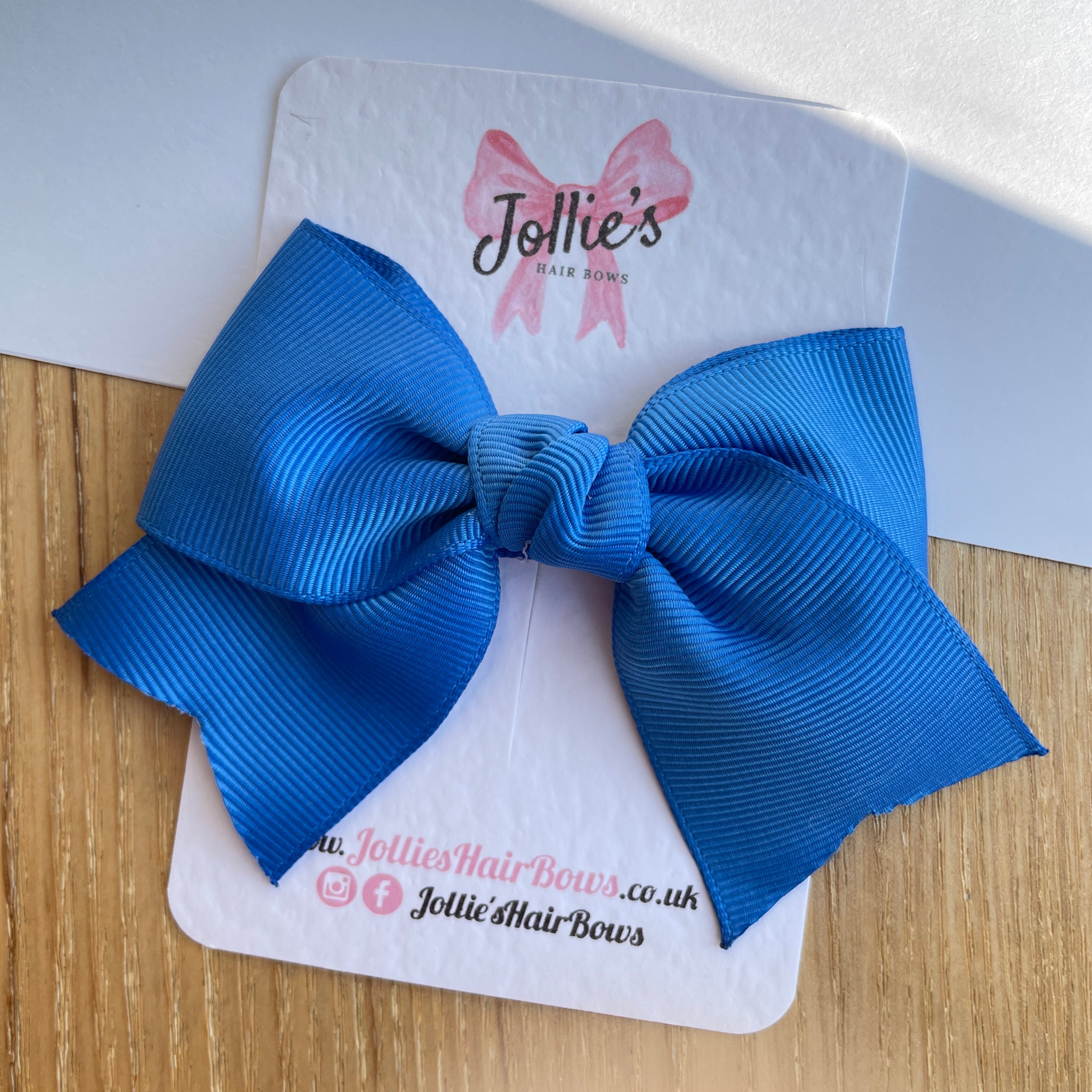 4" Royal Blue Classic Hair Bow – Grosgrain Ribbon with Lined Alligator Clip