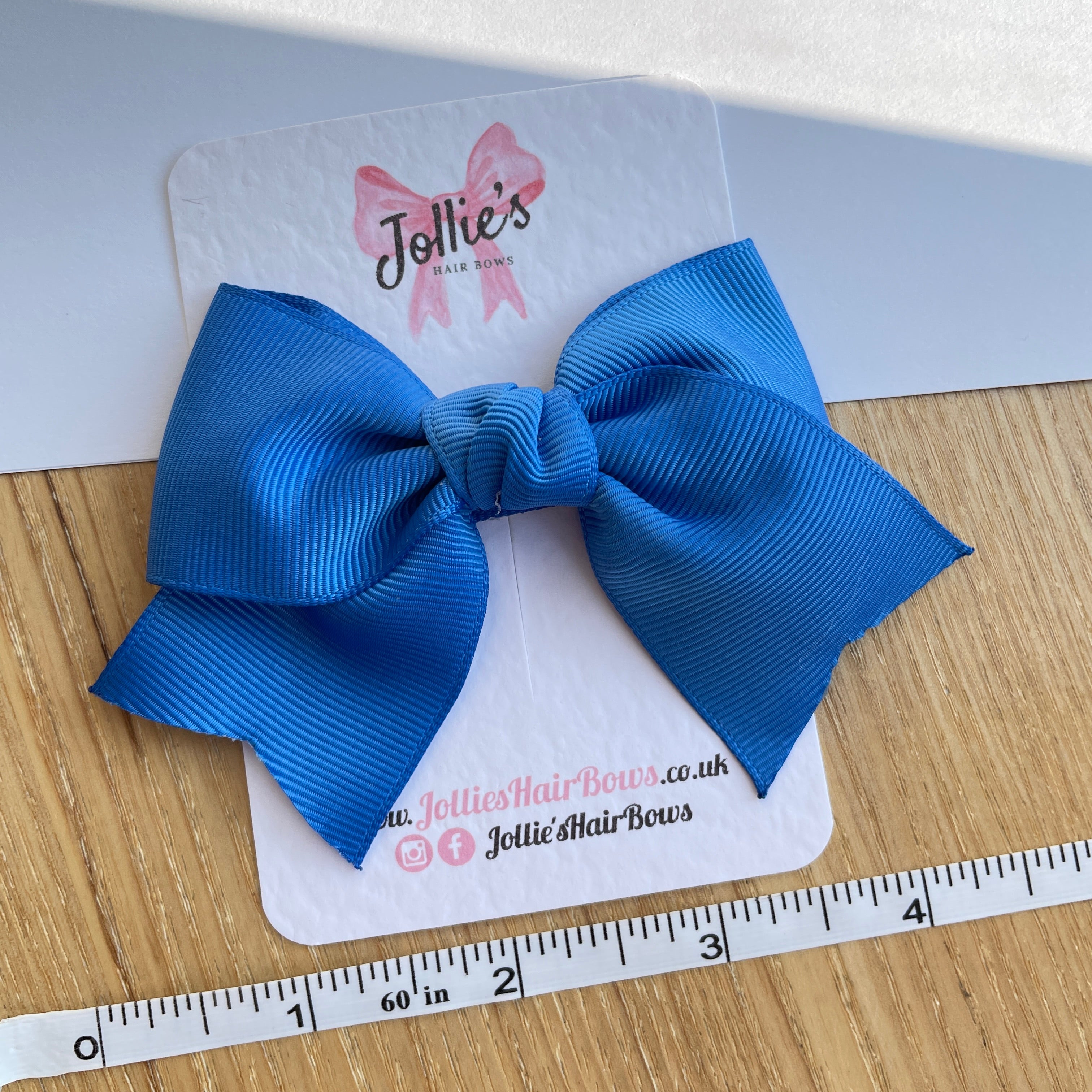 4" Royal Blue Classic Hair Bow – Grosgrain Ribbon with Lined Alligator Clip