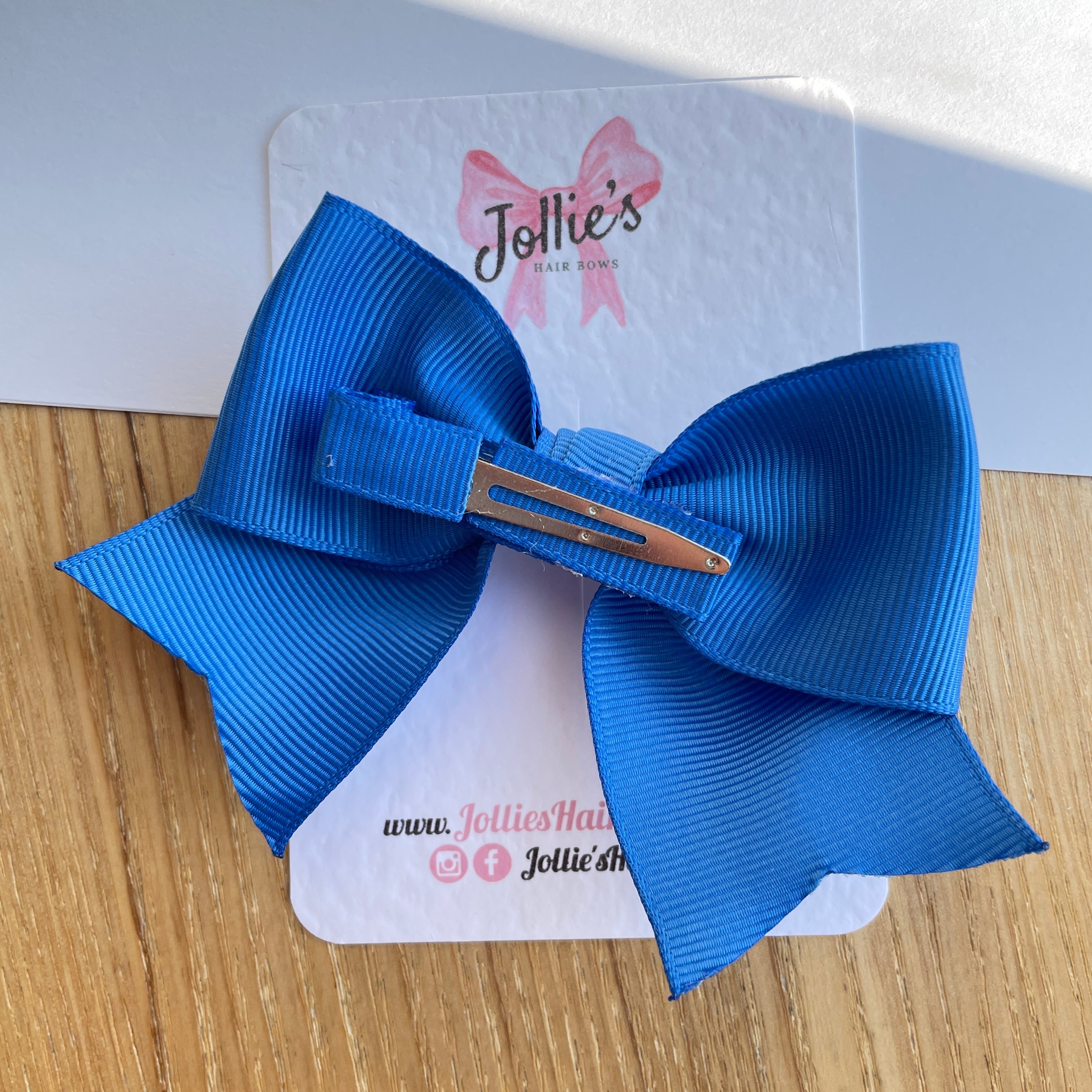 4" Royal Blue Classic Hair Bow – Grosgrain Ribbon with Lined Alligator Clip