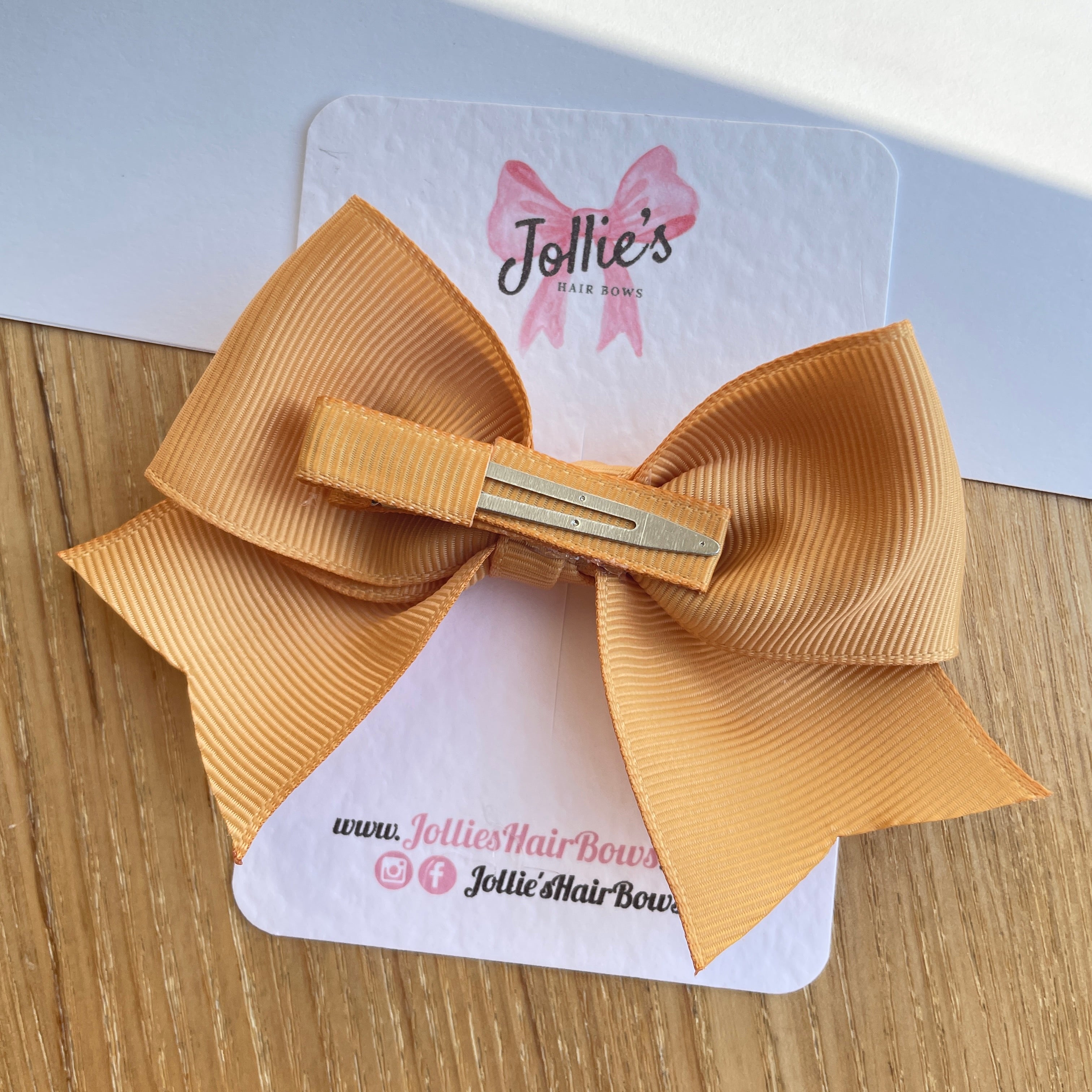 4" Old Gold Classic Hair Bow – Grosgrain Ribbon with Lined Alligator Clip