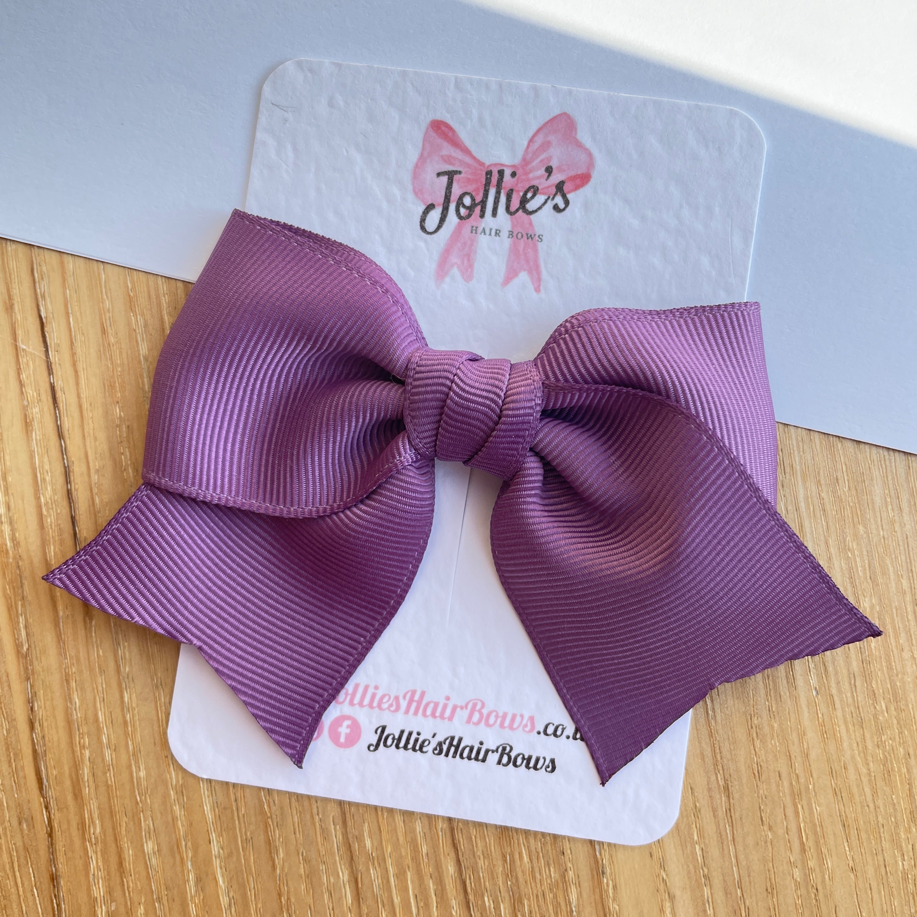 4" Amethyst Classic Hair Bow – Grosgrain Ribbon with Lined Alligator Clip
