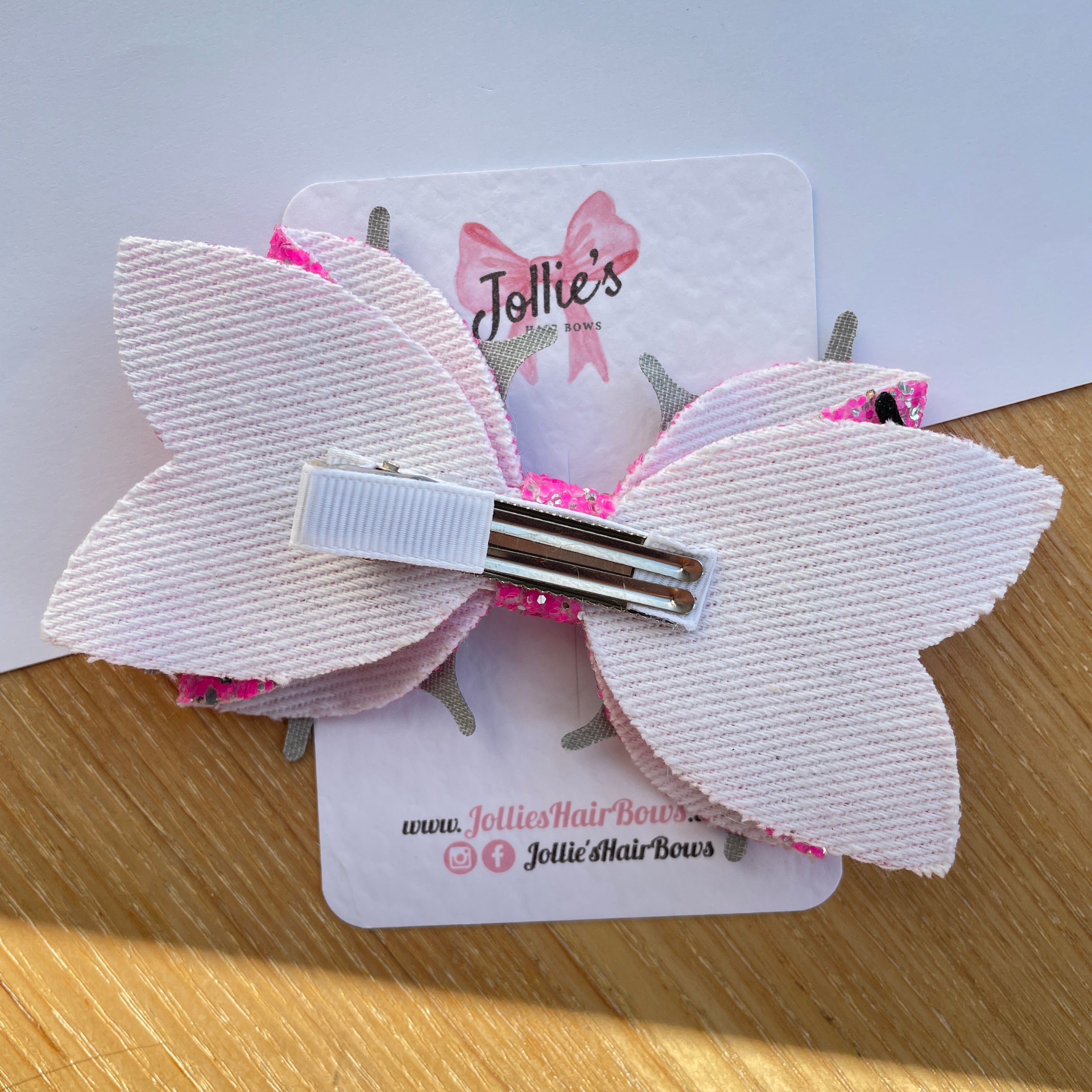 5" Pink & Black Glitter Halloween Spider Bow with Clip – Statement Hair Bow