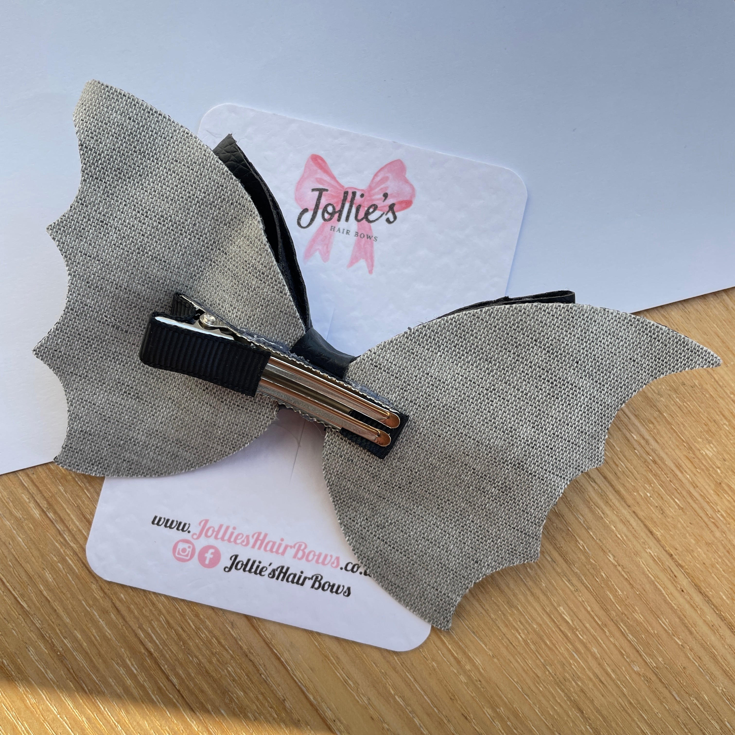 5" Black Glitter Halloween Bat Bow with Clip – Statement Hair Bow