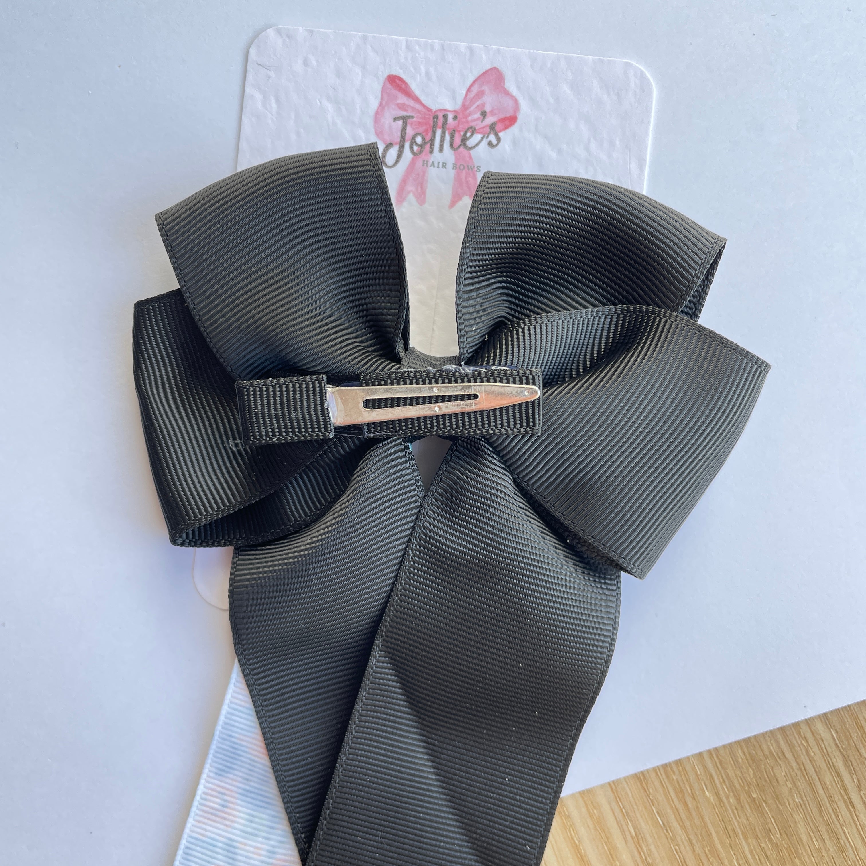 4.5" Halloween White Pumpkin Double Layer Tail Bow with Clip – Grosgrain Ribbon