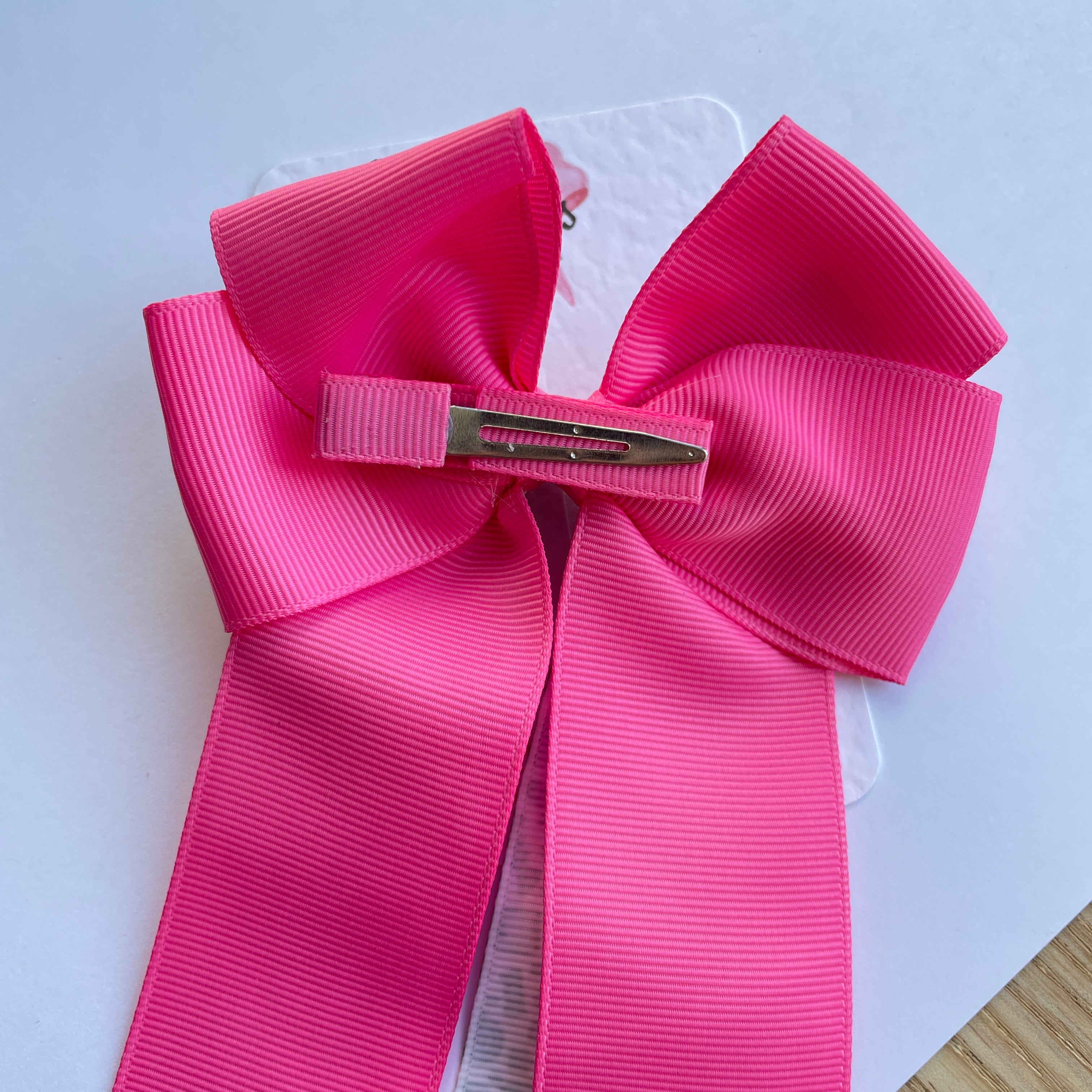 4.5" Halloween Pink Ghost Print Double Layer Tail Bow with Clip – Grosgrain Ribbon