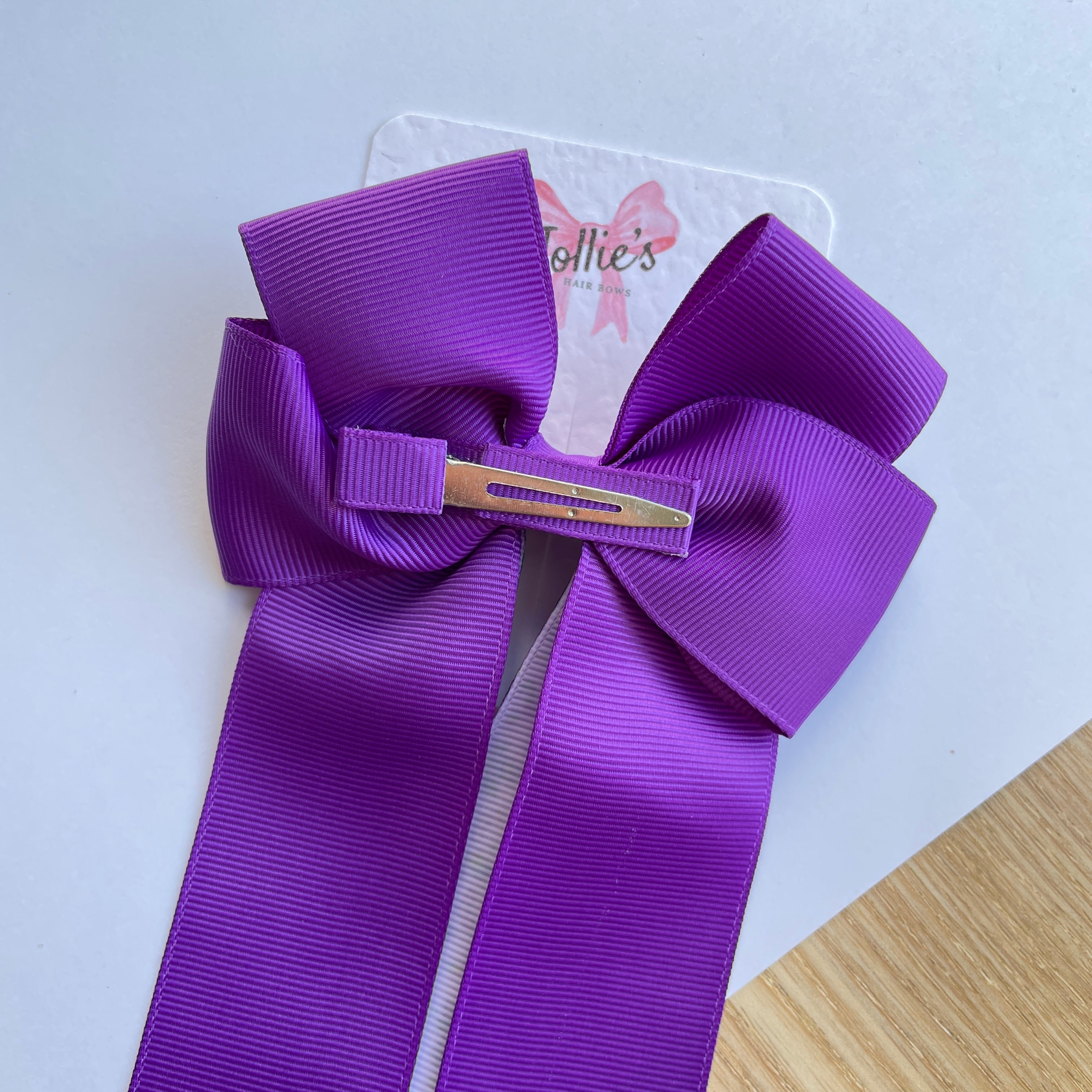 4.5" Halloween Purple Leopard Print Double Layer Tail Bow with Clip – Grosgrain Ribbon