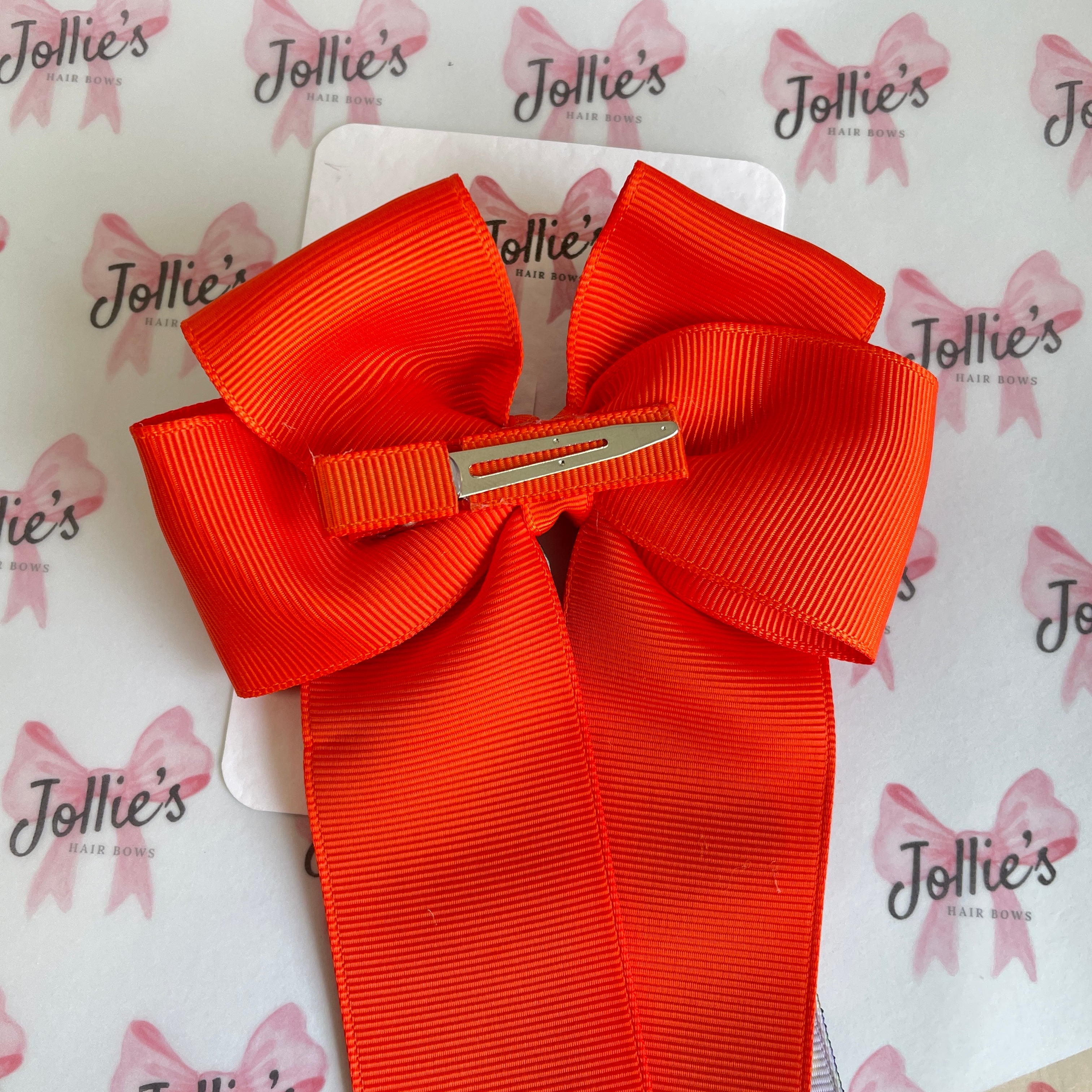 4.5" Halloween Ghost & Pumpkin Double Layer Tail Bow with Clip – Grosgrain Ribbon