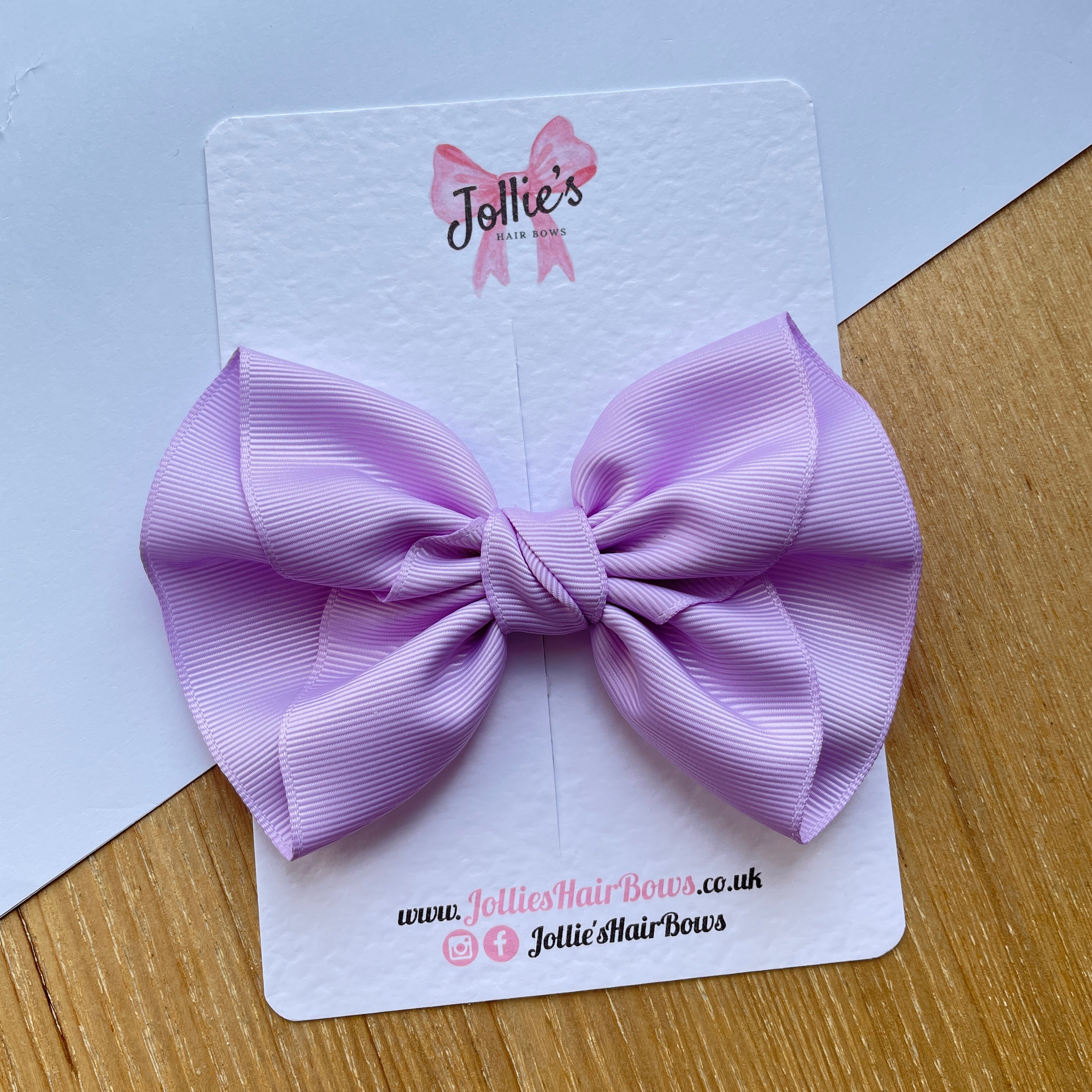 4.5" Light Orchid Frown Hair Bow with Clip – Grosgrain Ribbon, Lined Alligator Clip
