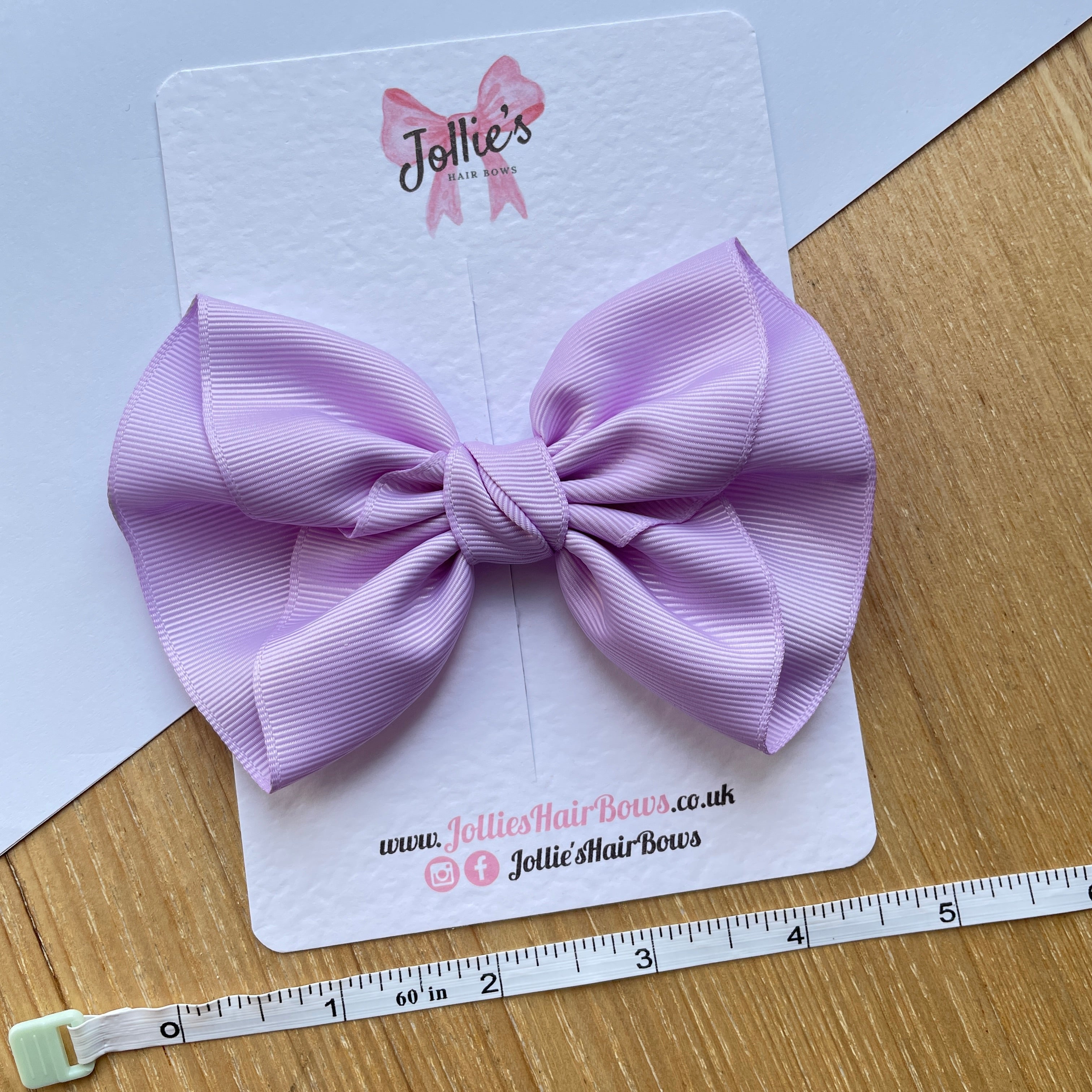 4.5" Light Orchid Frown Hair Bow with Clip – Grosgrain Ribbon, Lined Alligator Clip