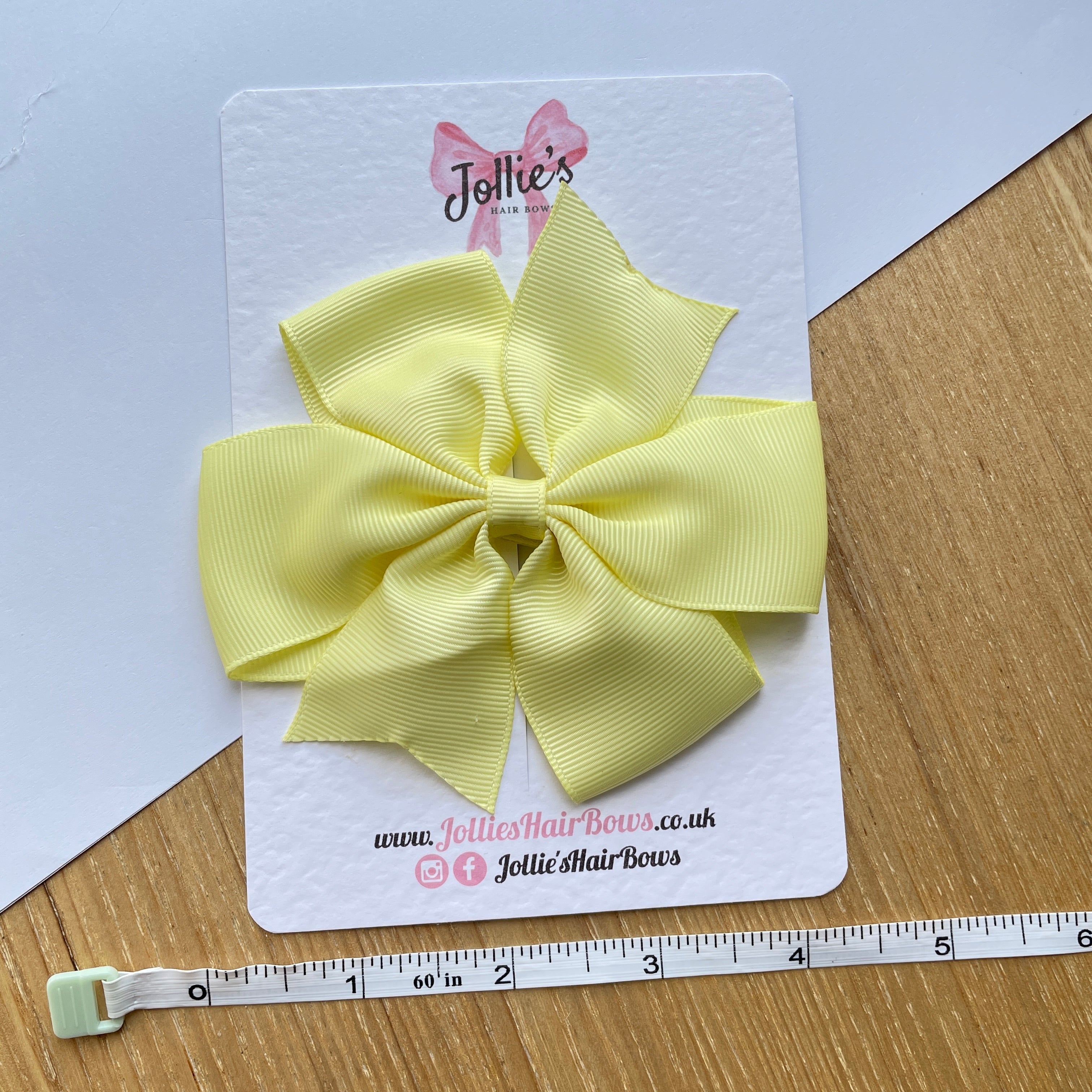 4" Baby Maize Pinwheel Hair Bow – Grosgrain Ribbon with Lined Alligator Clip