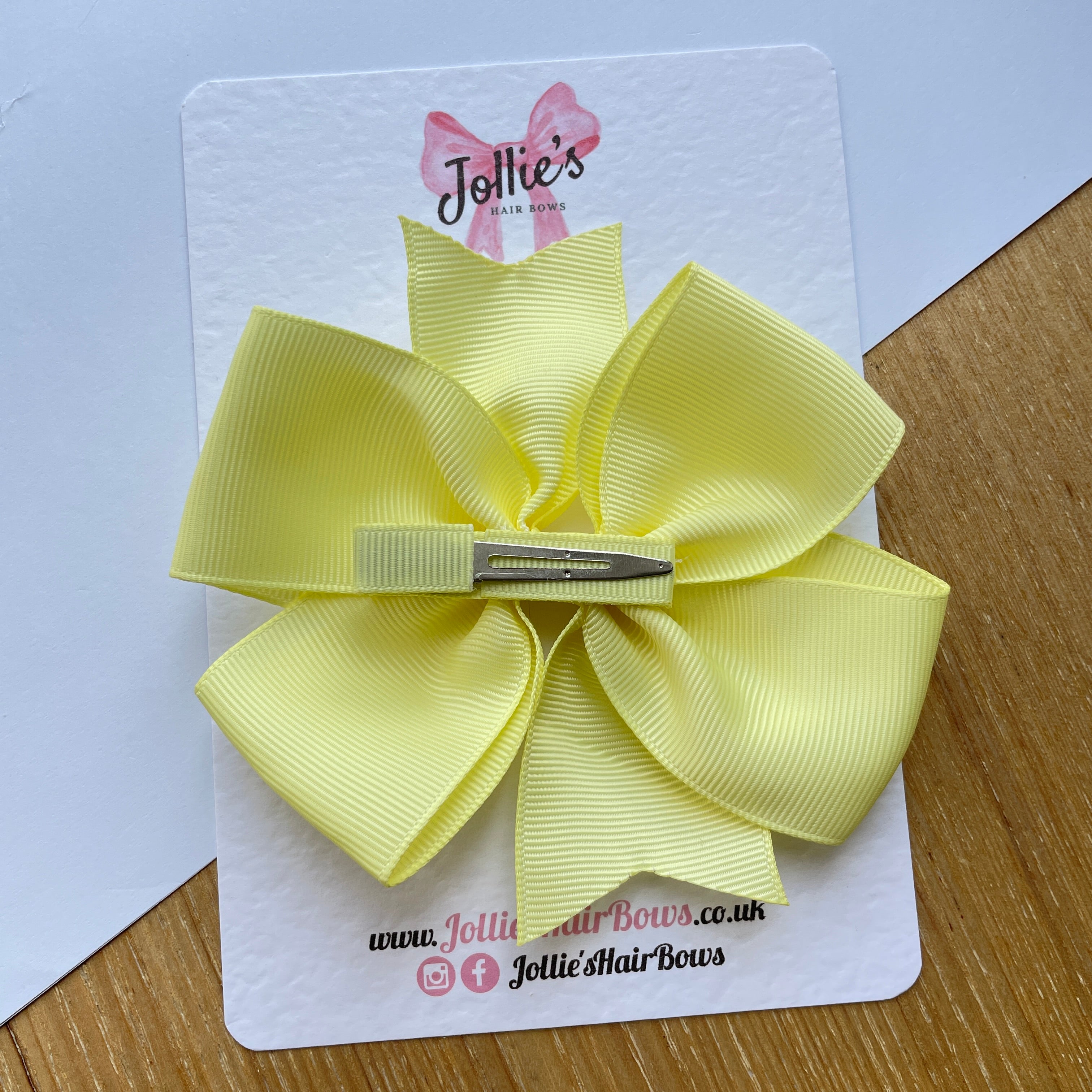 4" Baby Maize Pinwheel Hair Bow – Grosgrain Ribbon with Lined Alligator Clip