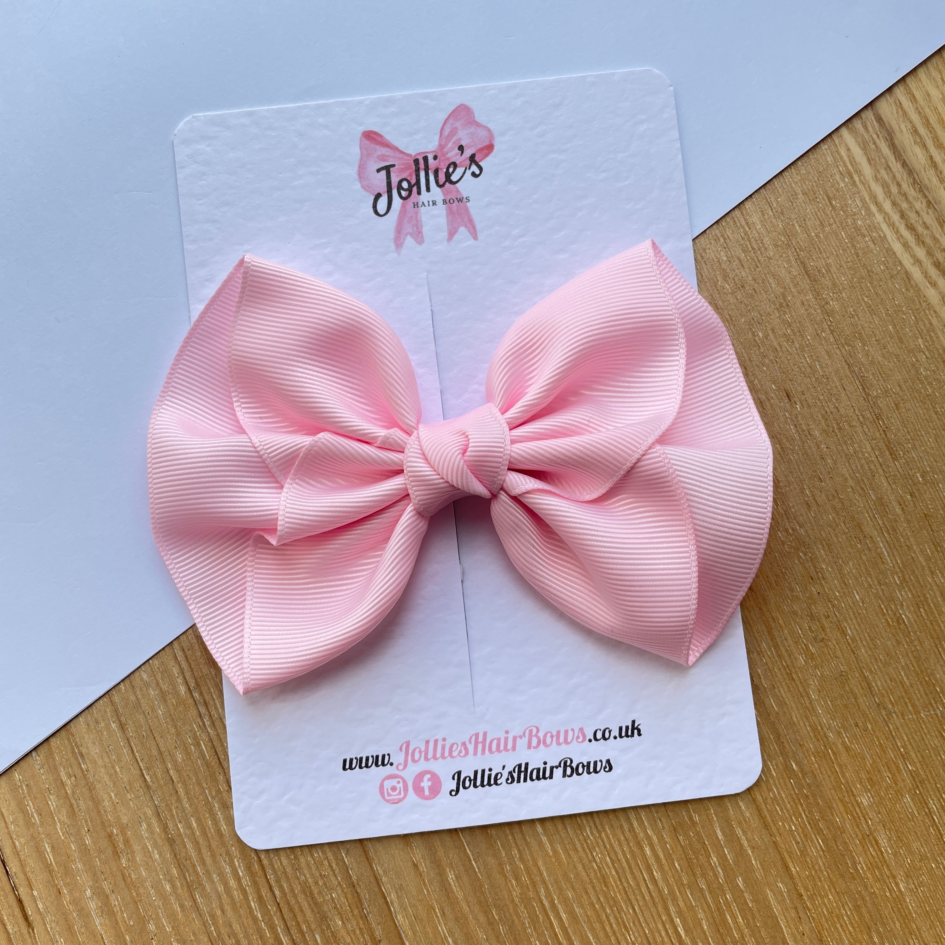 4.5" Pearl Pink Frown Hair Bow with Clip – Grosgrain Ribbon, Lined Alligator Clip