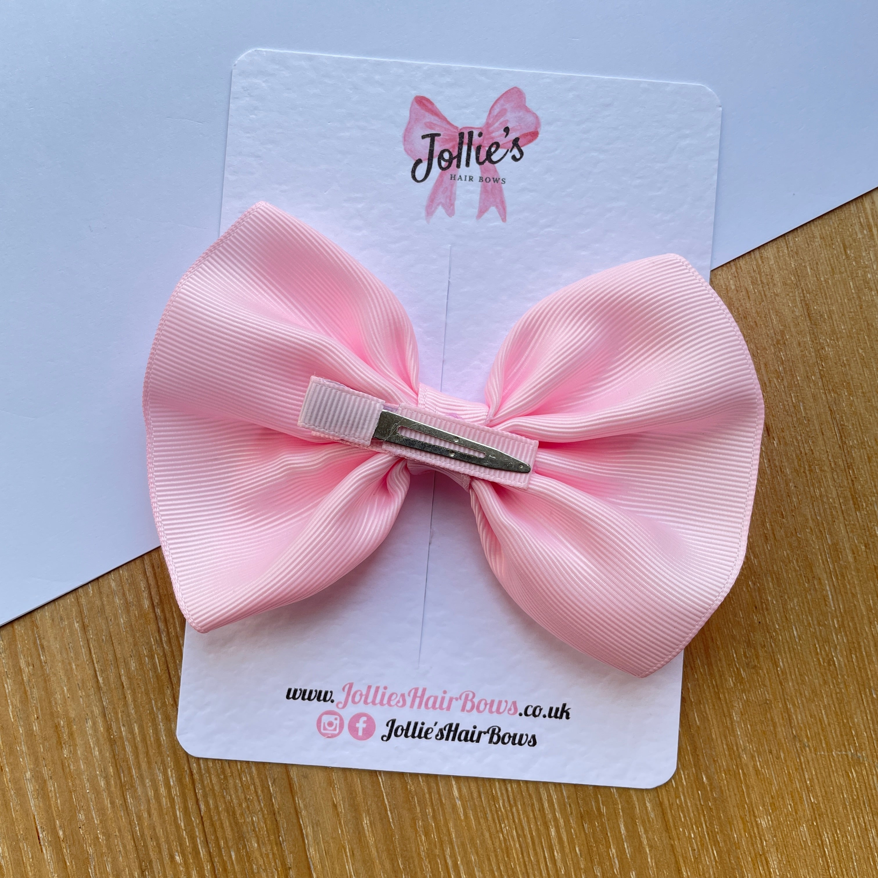 4.5" Pearl Pink Frown Hair Bow with Clip – Grosgrain Ribbon, Lined Alligator Clip