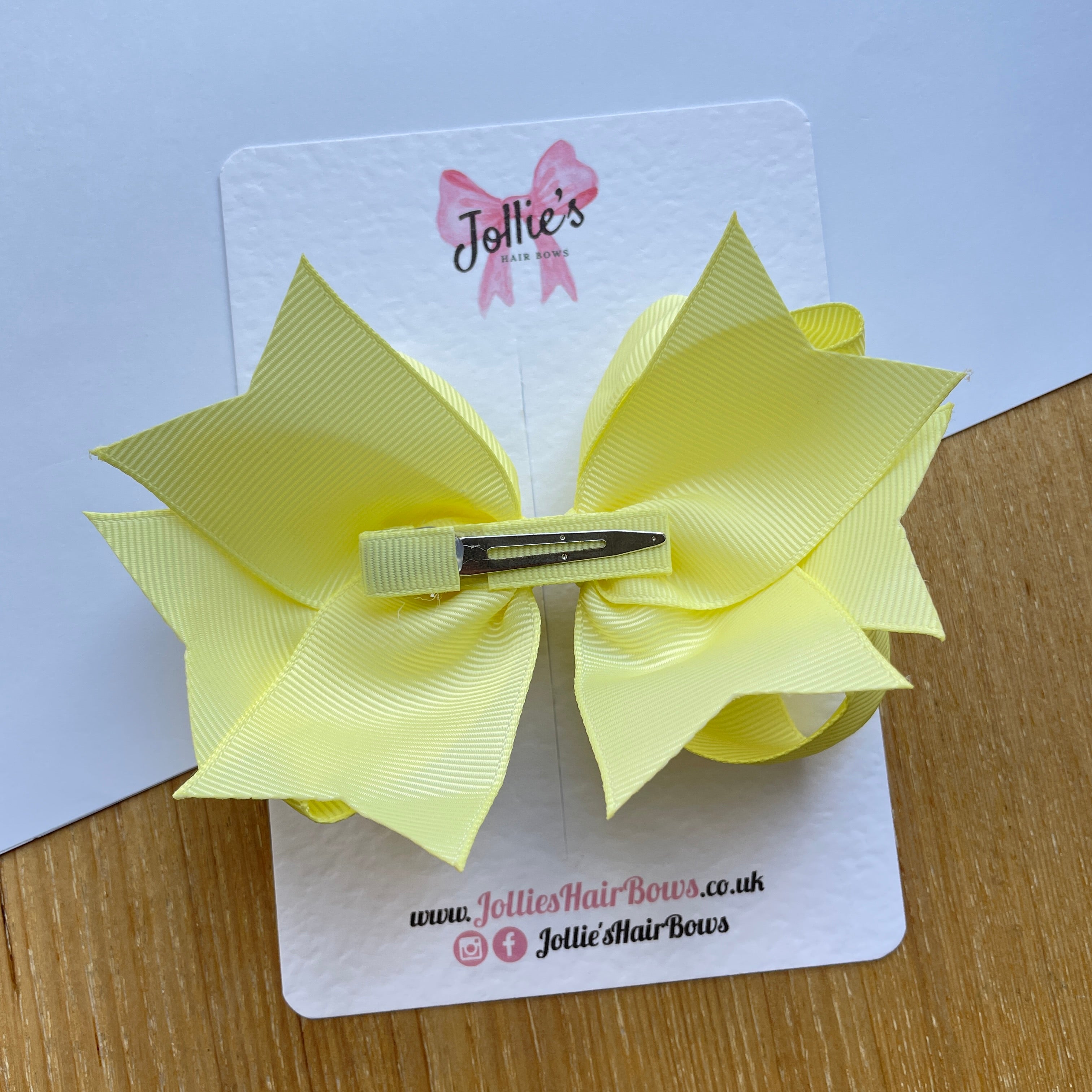 4.5" Baby Maize Butterfly Bow with Clip – Grosgrain Ribbon Hair Bow for Girls