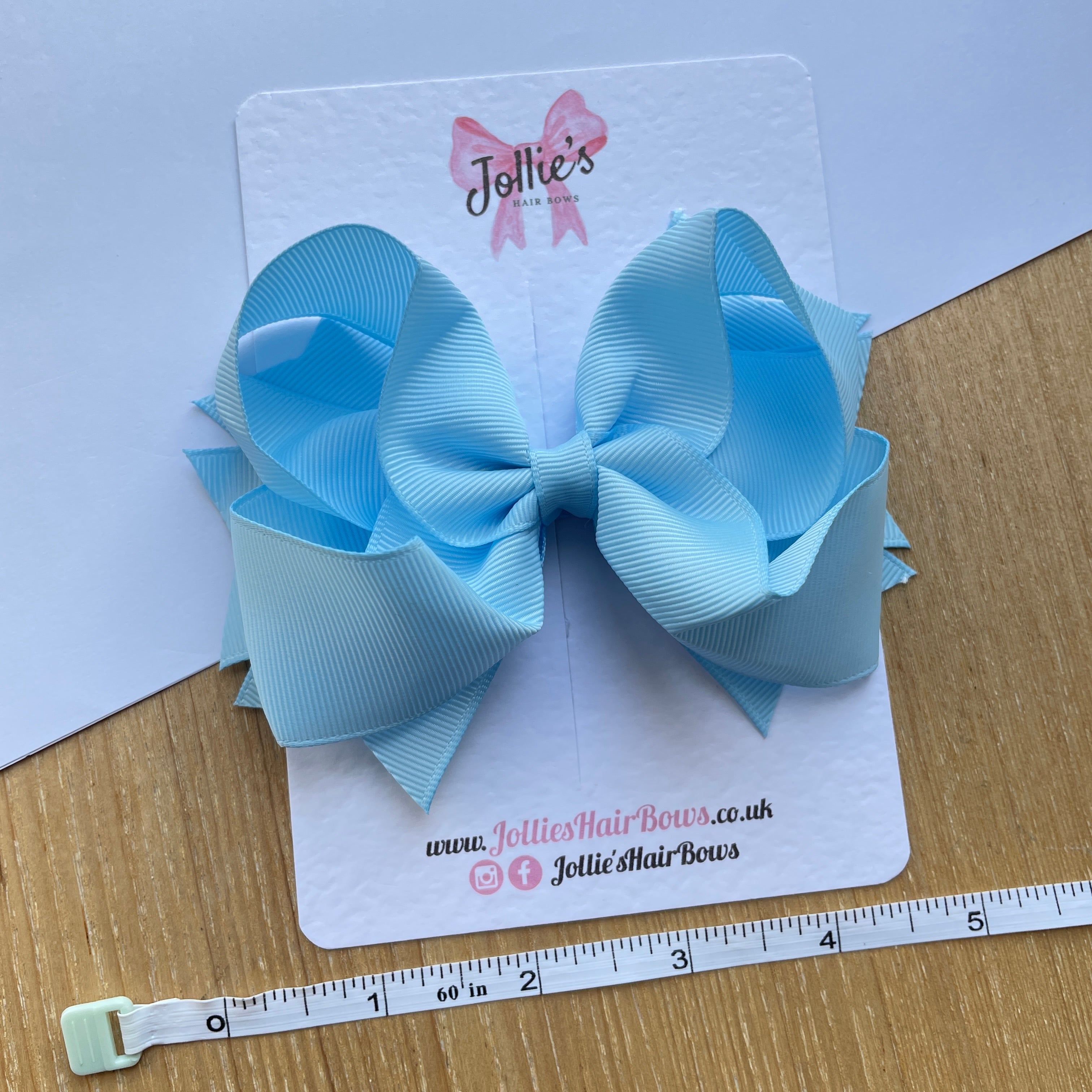 4.5" Blue Topaz Butterfly Bow with Clip – Grosgrain Ribbon Hair Bow for Girls