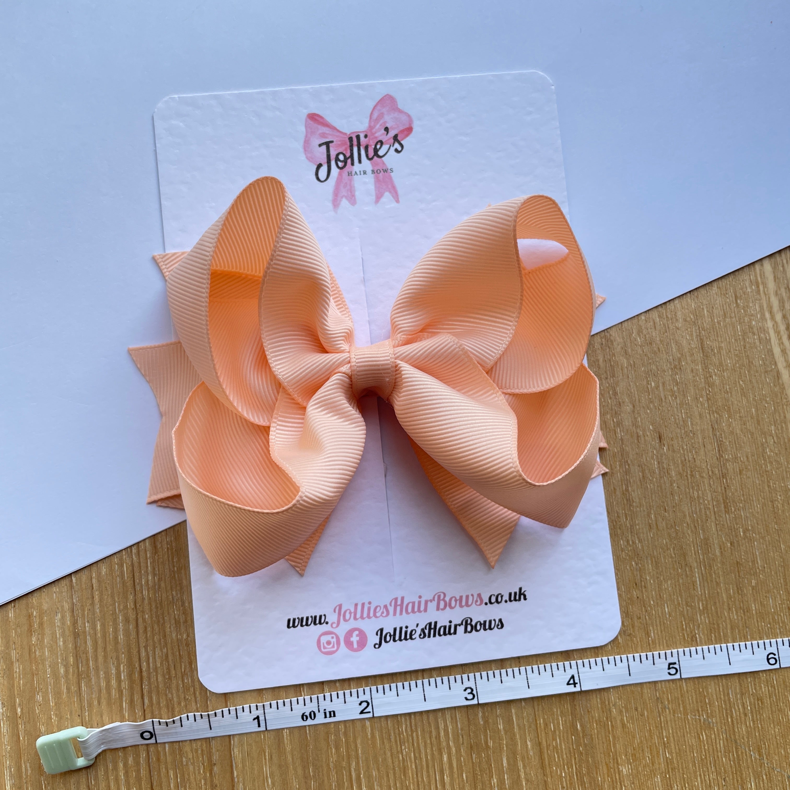 4.5" Petal Peach Butterfly Bow with Clip – Grosgrain Ribbon Hair Bow for Girls