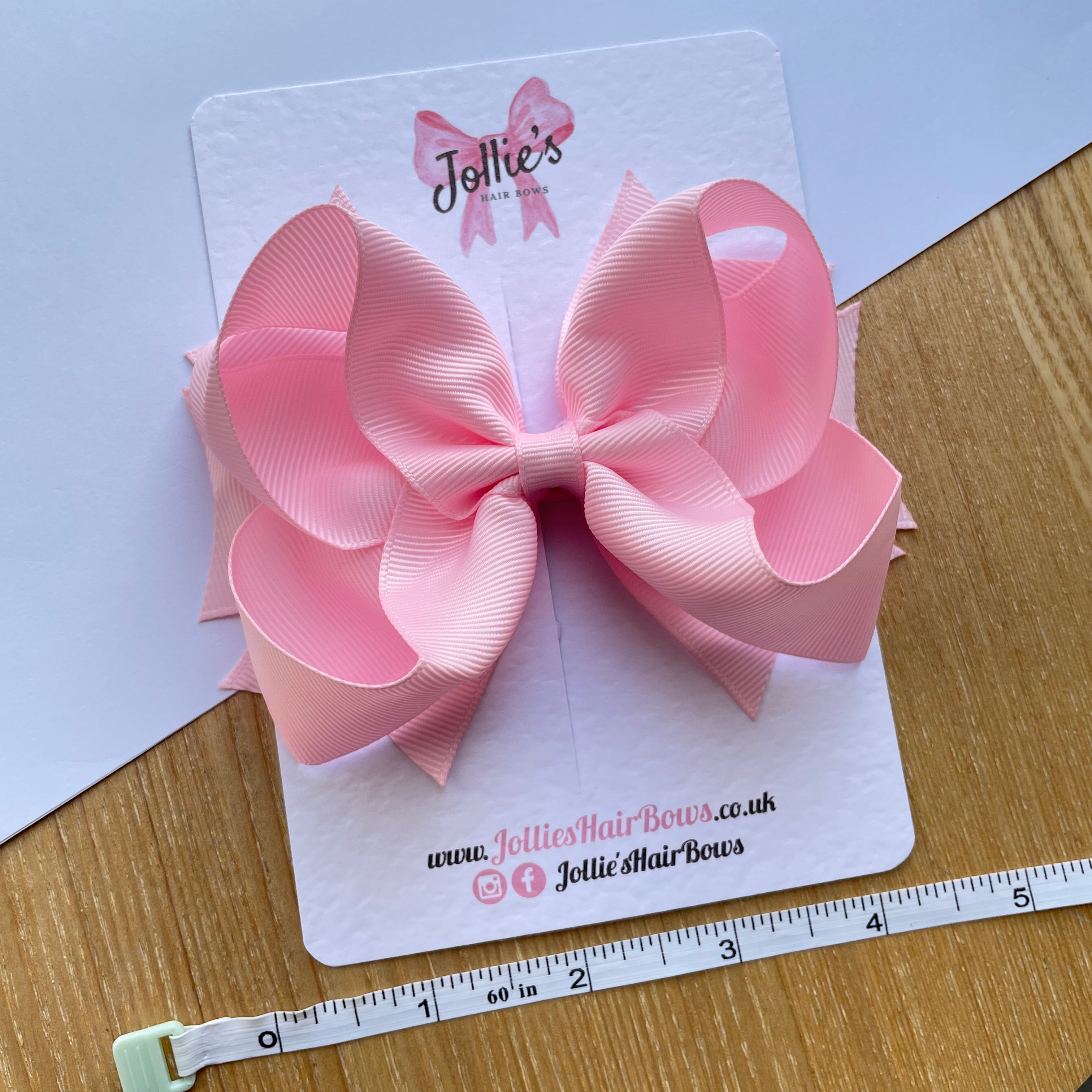 4.5" Pearl Pink Butterfly Bow with Clip – Grosgrain Ribbon Hair Bow for Girls