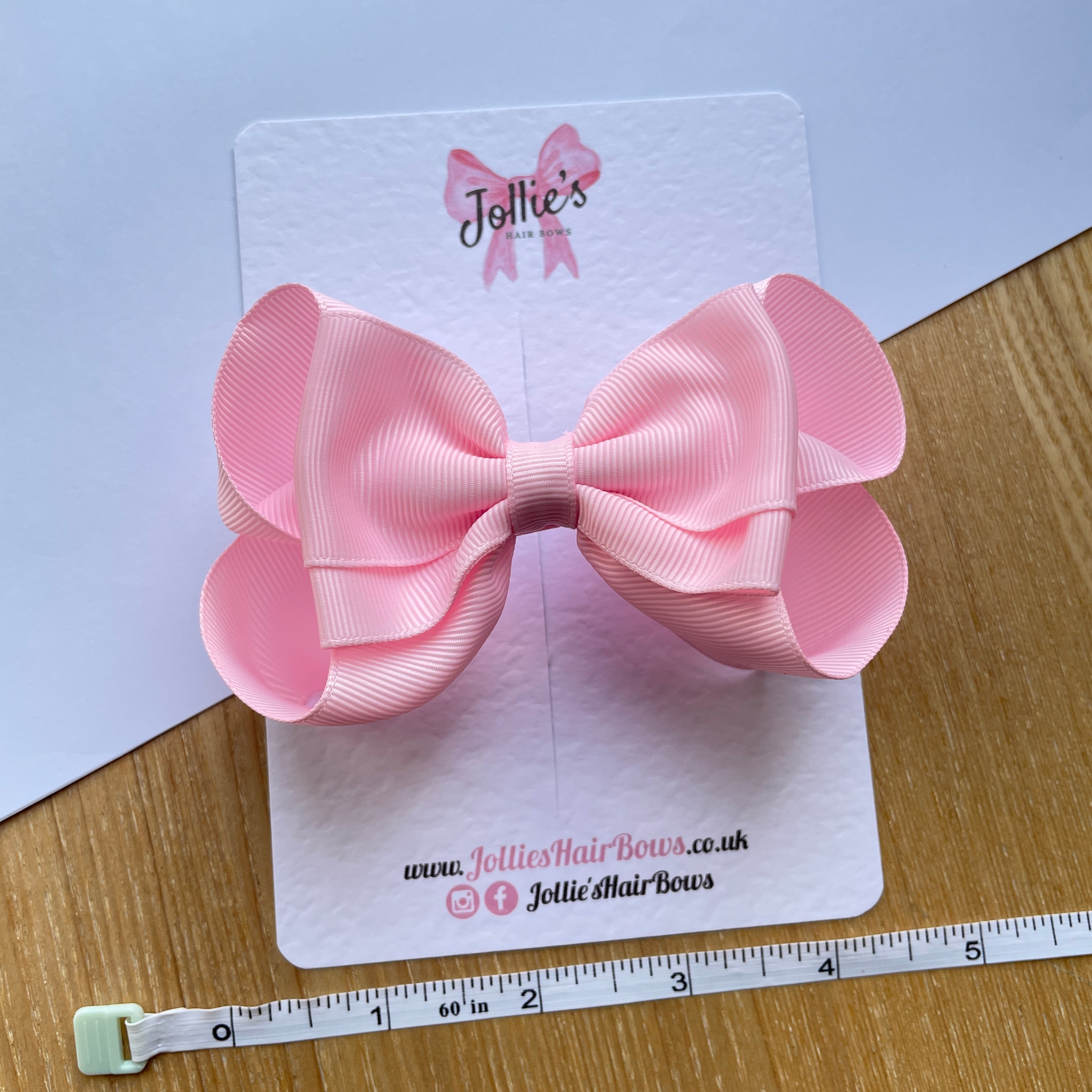 4.5" Pearl Pink Boutique Bow with Clip – Grosgrain Ribbon Hair Bow for Girls