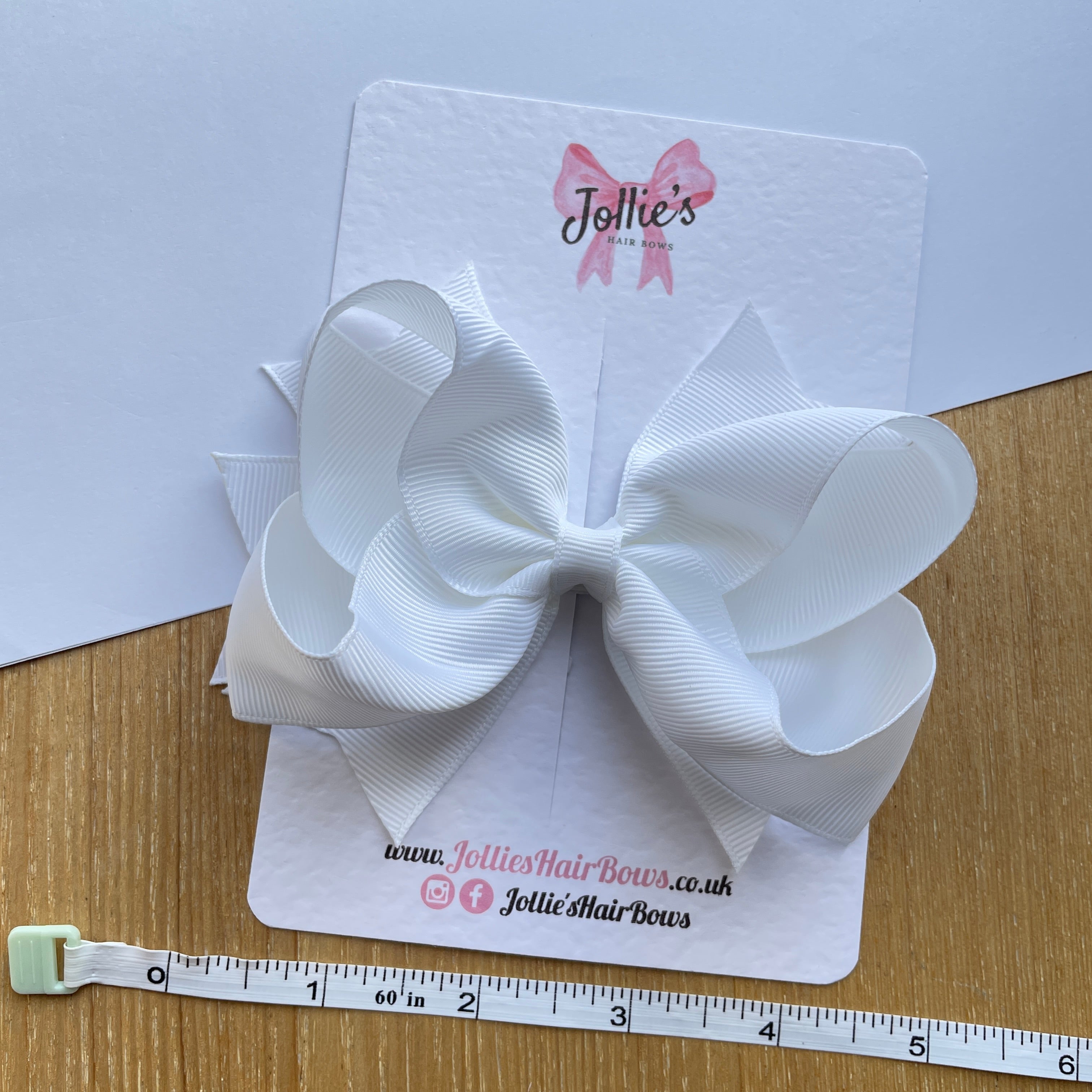 4.5" White Butterfly Bow with Clip – Grosgrain Ribbon Hair Bow for Girls