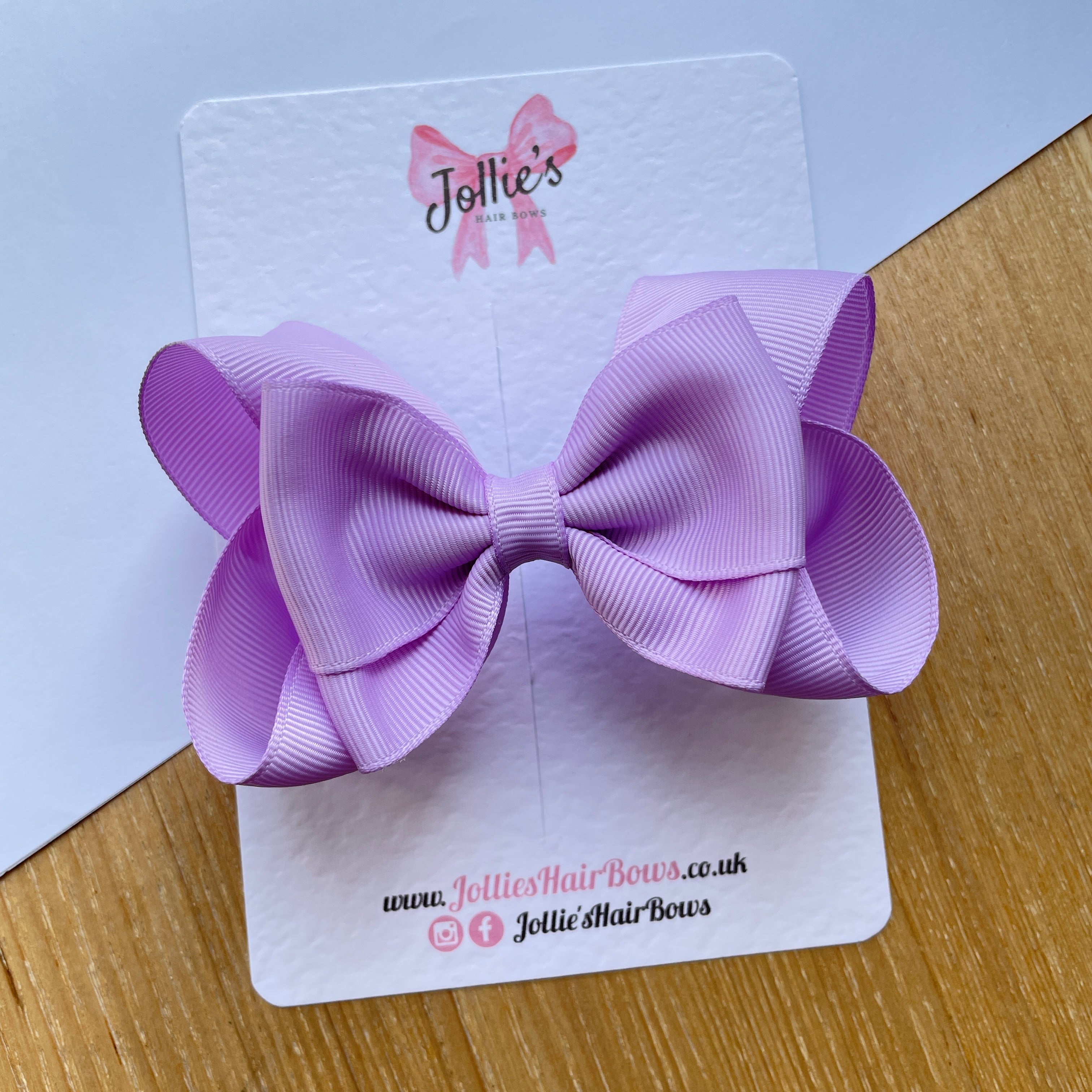 4.5" Light Orchid Boutique Bow with Clip – Grosgrain Ribbon Hair Bow for Girls