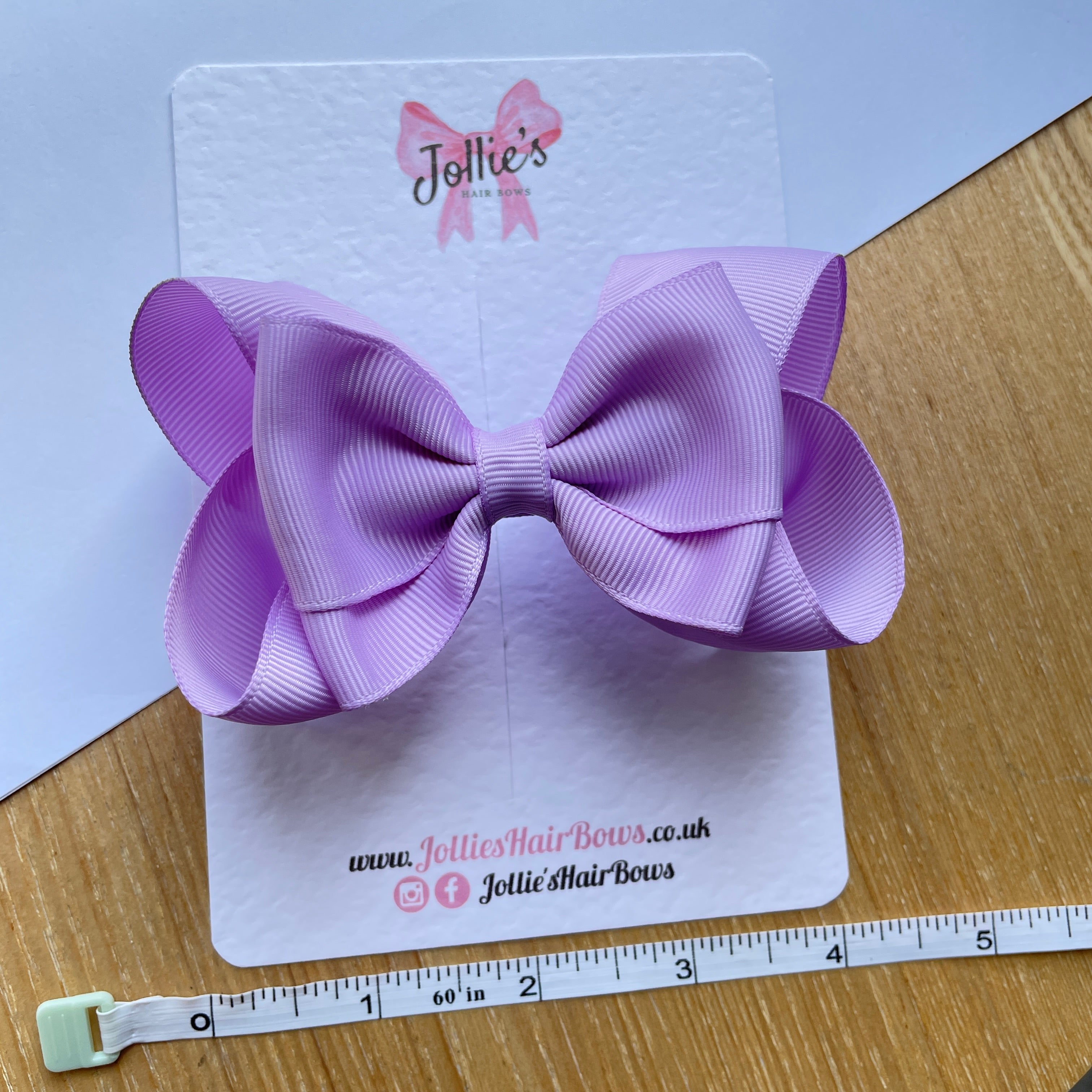 4.5" Light Orchid Boutique Bow with Clip – Grosgrain Ribbon Hair Bow for Girls