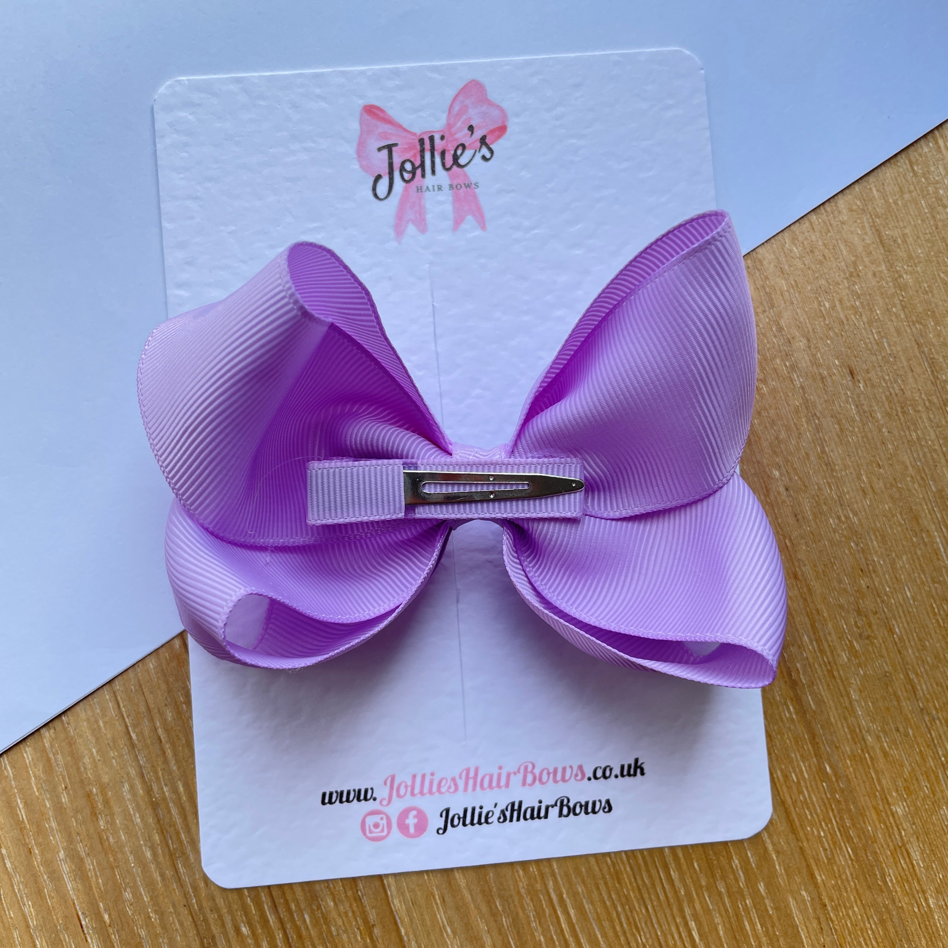 4.5" Light Orchid Boutique Bow with Clip – Grosgrain Ribbon Hair Bow for Girls