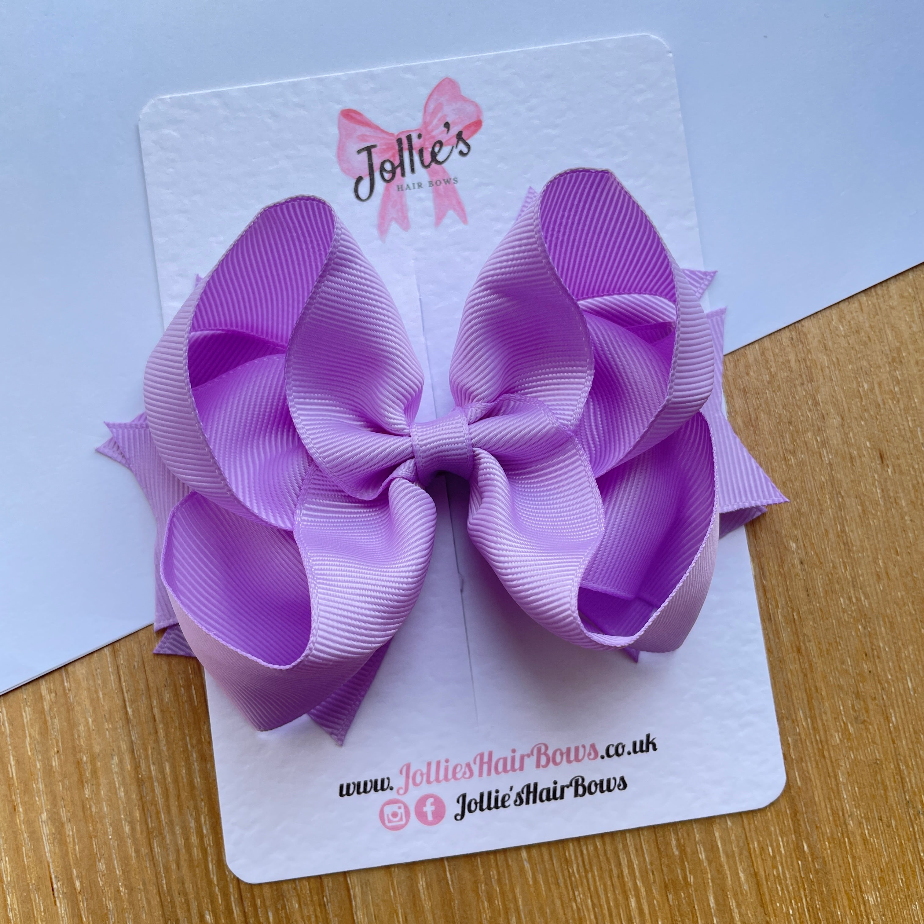 4.5" Light Orchid Butterfly Bow with Clip – Grosgrain Ribbon Hair Bow for Girls