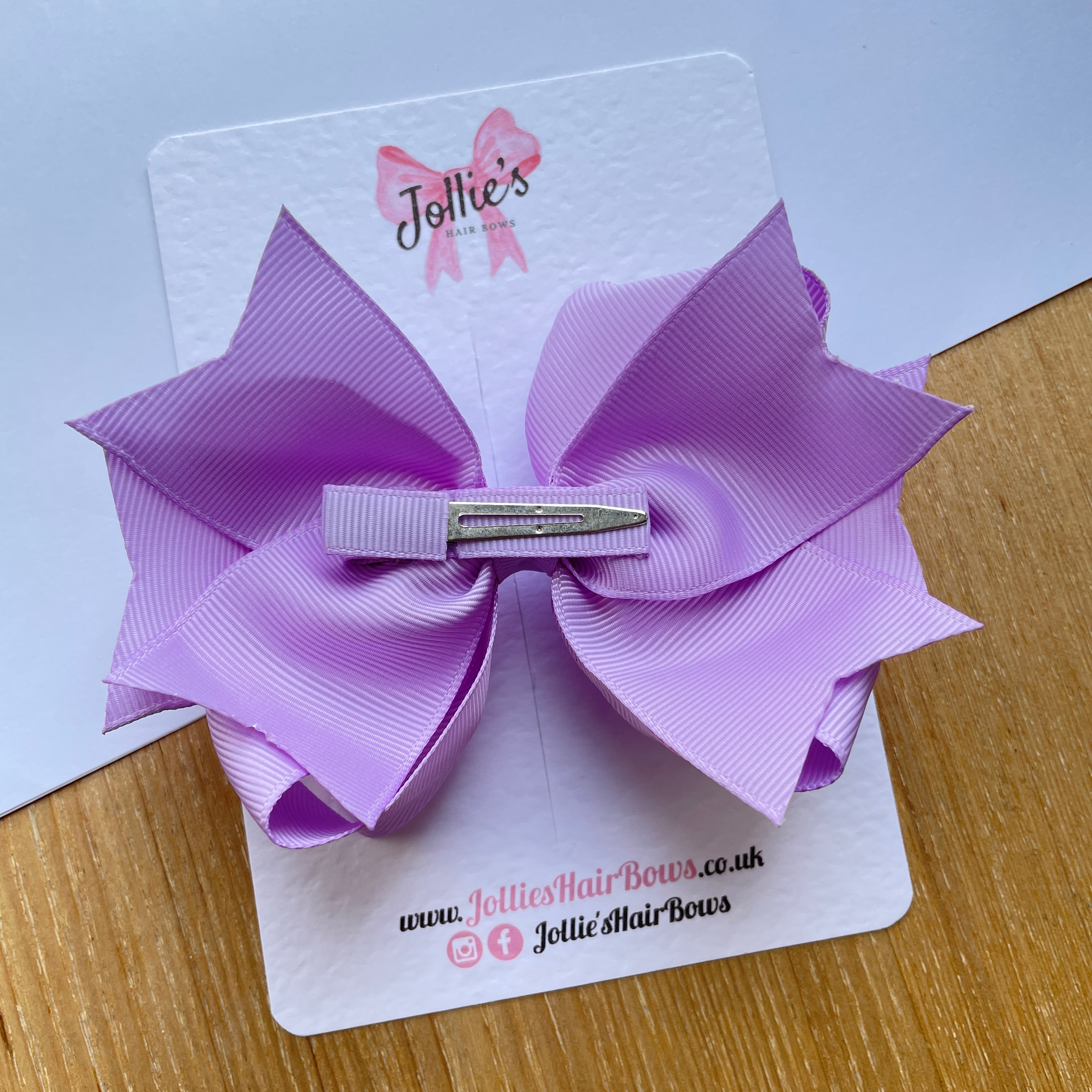 4.5" Light Orchid Butterfly Bow with Clip – Grosgrain Ribbon Hair Bow for Girls