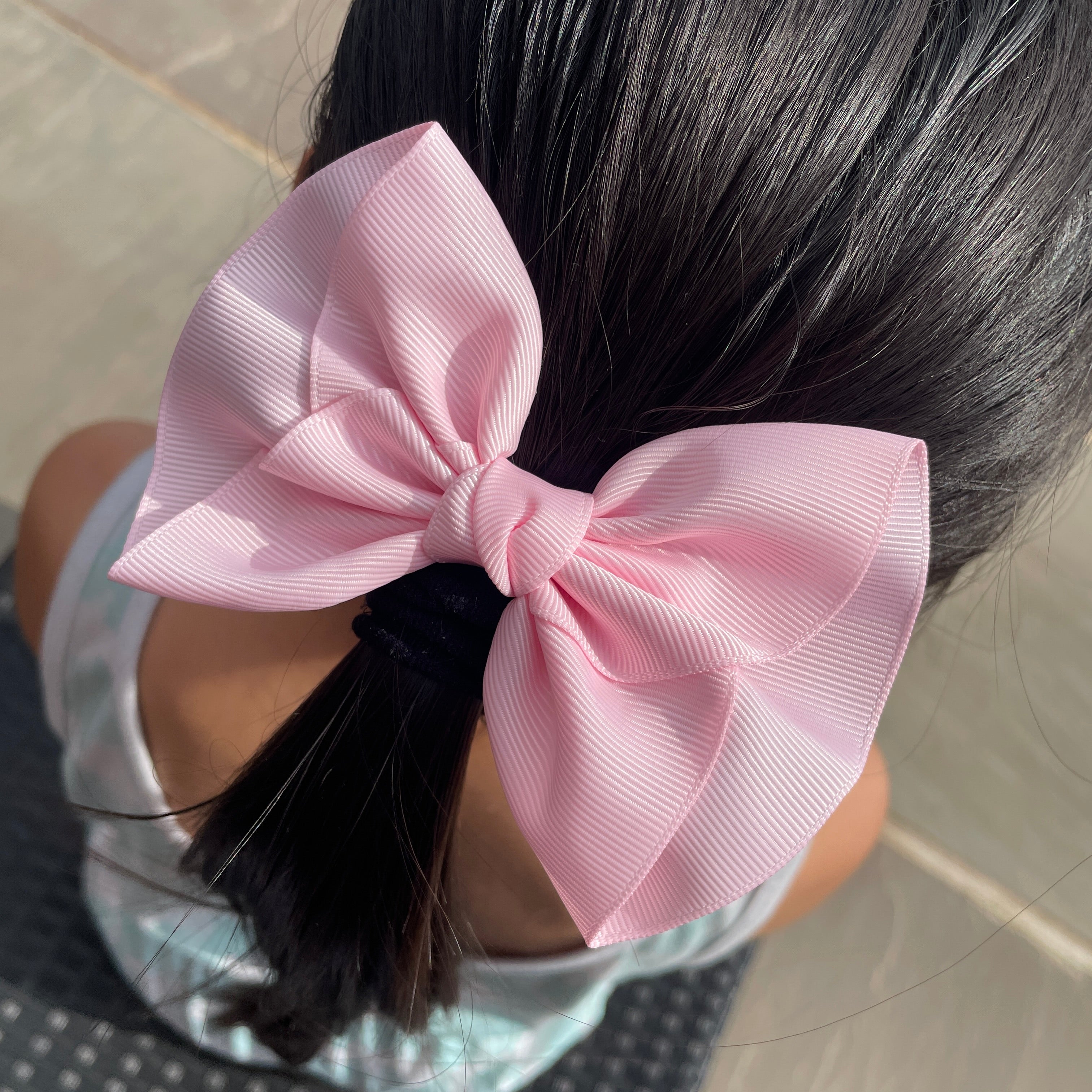 4.5" Pearl Pink Frown Hair Bow with Clip – Grosgrain Ribbon, Lined Alligator Clip