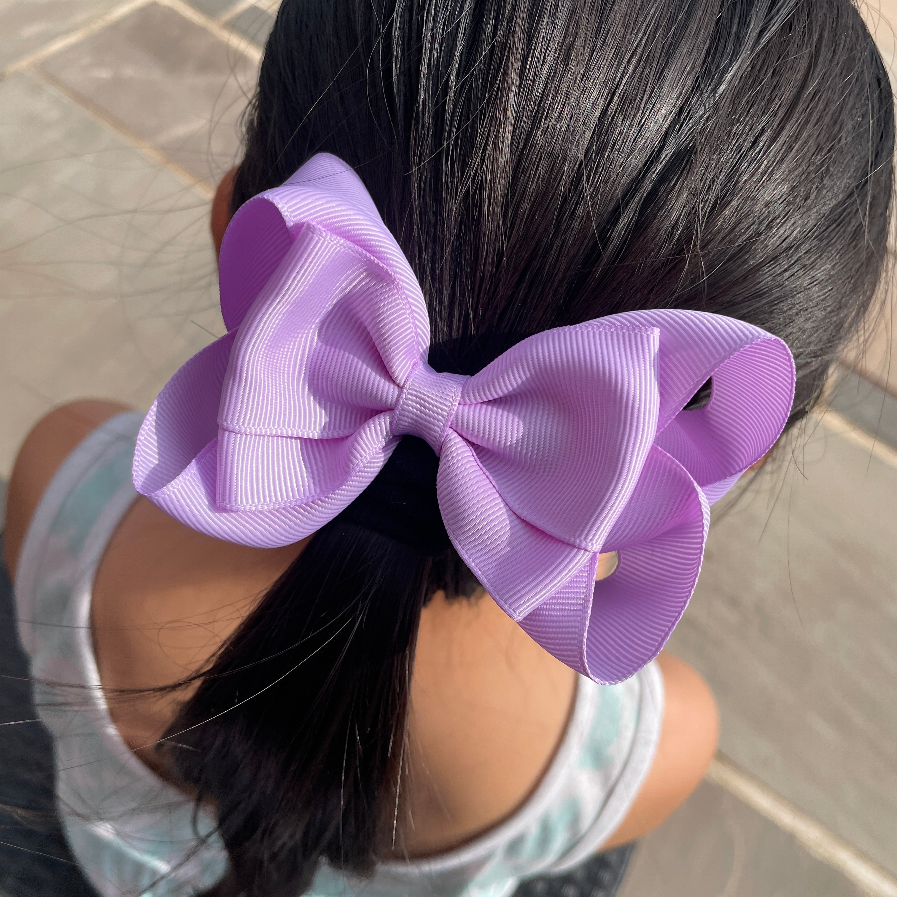 4.5" Light Orchid Boutique Bow with Clip – Grosgrain Ribbon Hair Bow for Girls