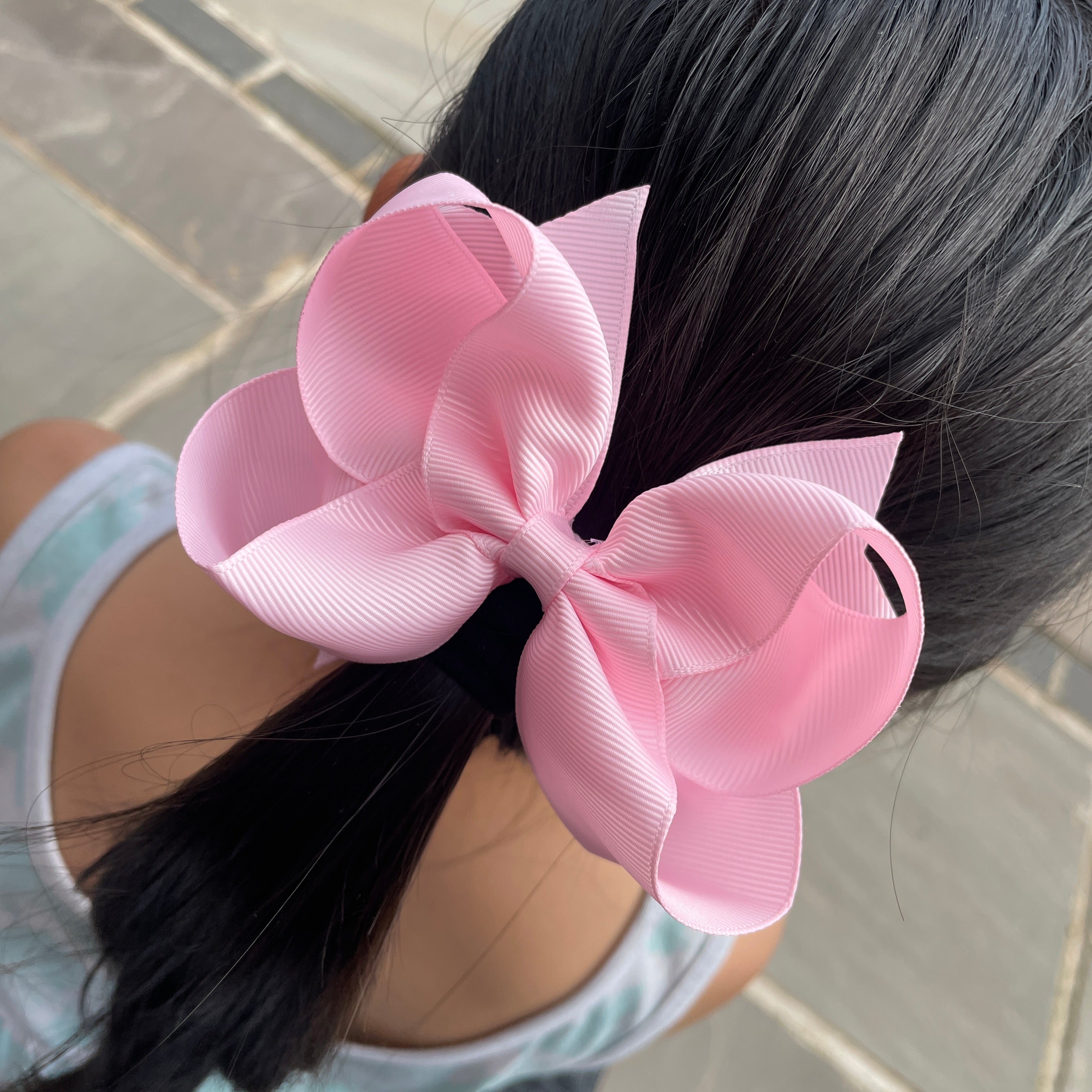 4.5" Pearl Pink Butterfly Bow with Clip – Grosgrain Ribbon Hair Bow for Girls