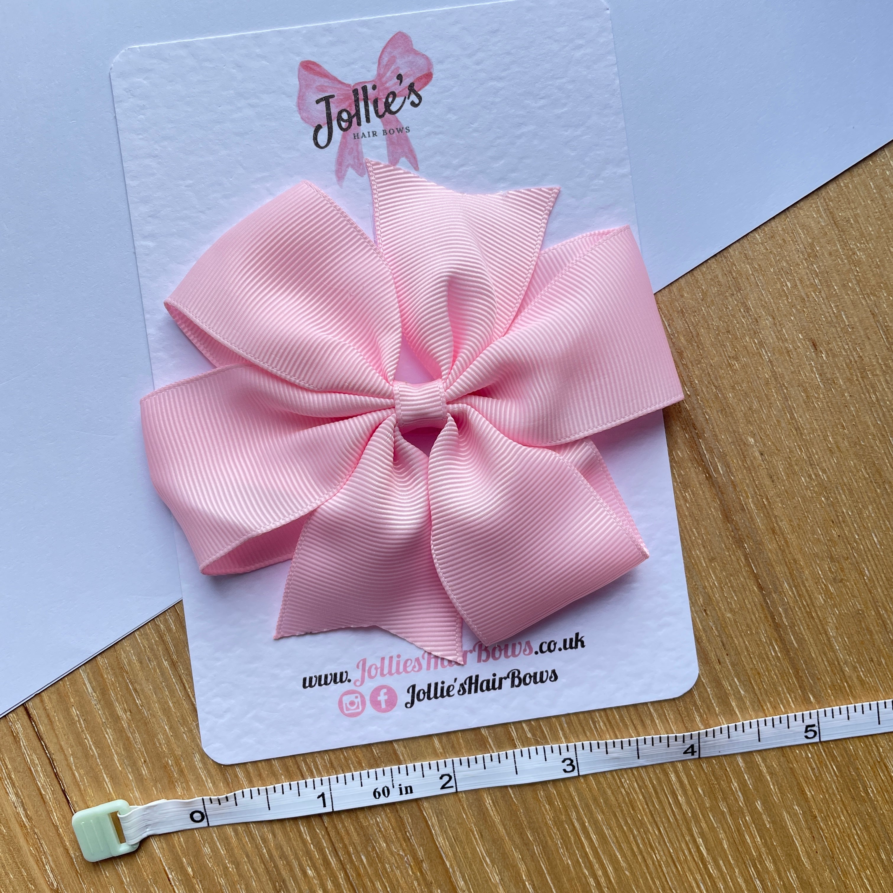 4" Pearl Pink Pinwheel Hair Bow – Grosgrain Ribbon with Lined Alligator Clip