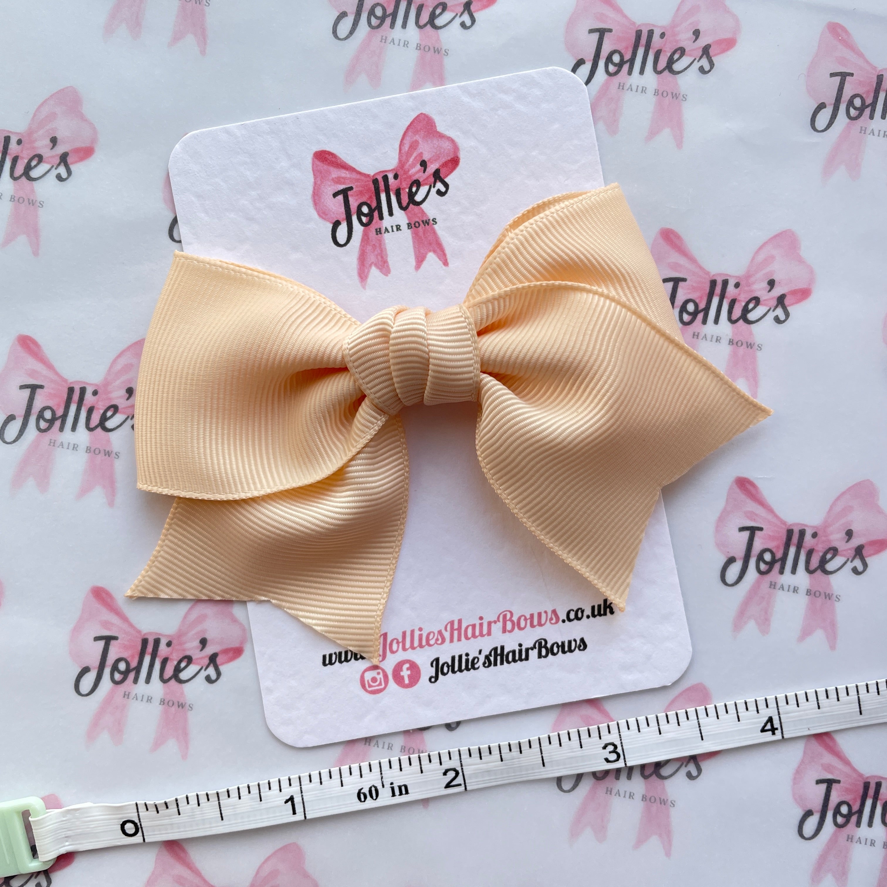 4" Nude Classic Hair Bow – Grosgrain Ribbon with Lined Alligator Clip