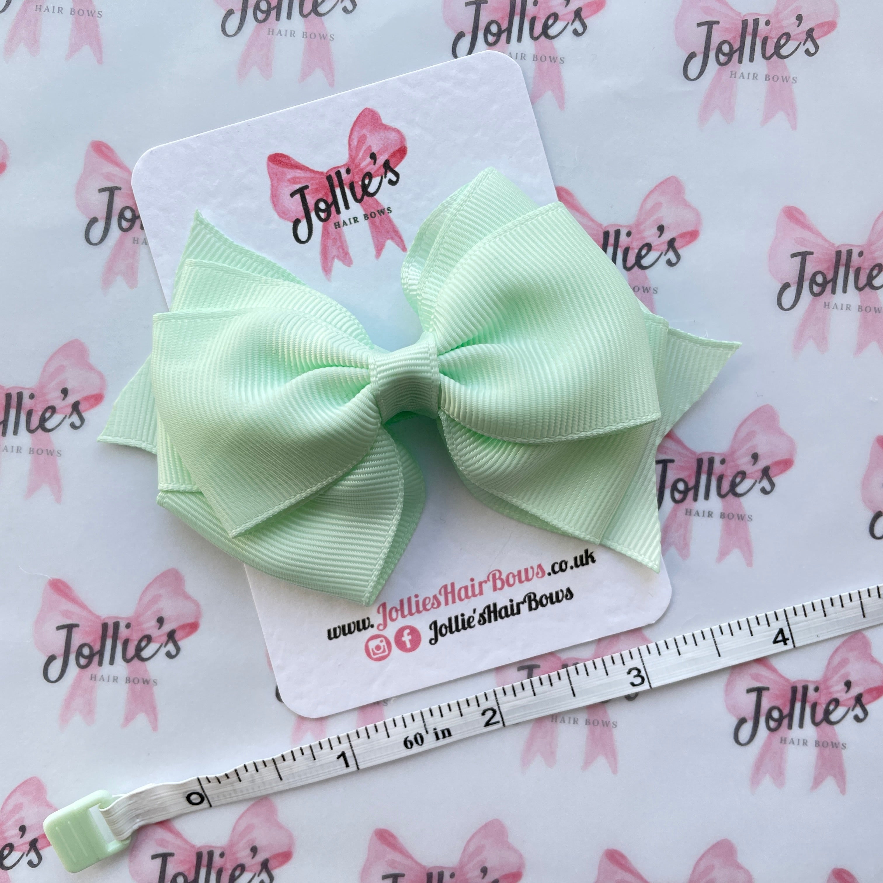 4" Ice Mint Triple Layer Hair Bow – Grosgrain Ribbon with Lined Alligator Clip