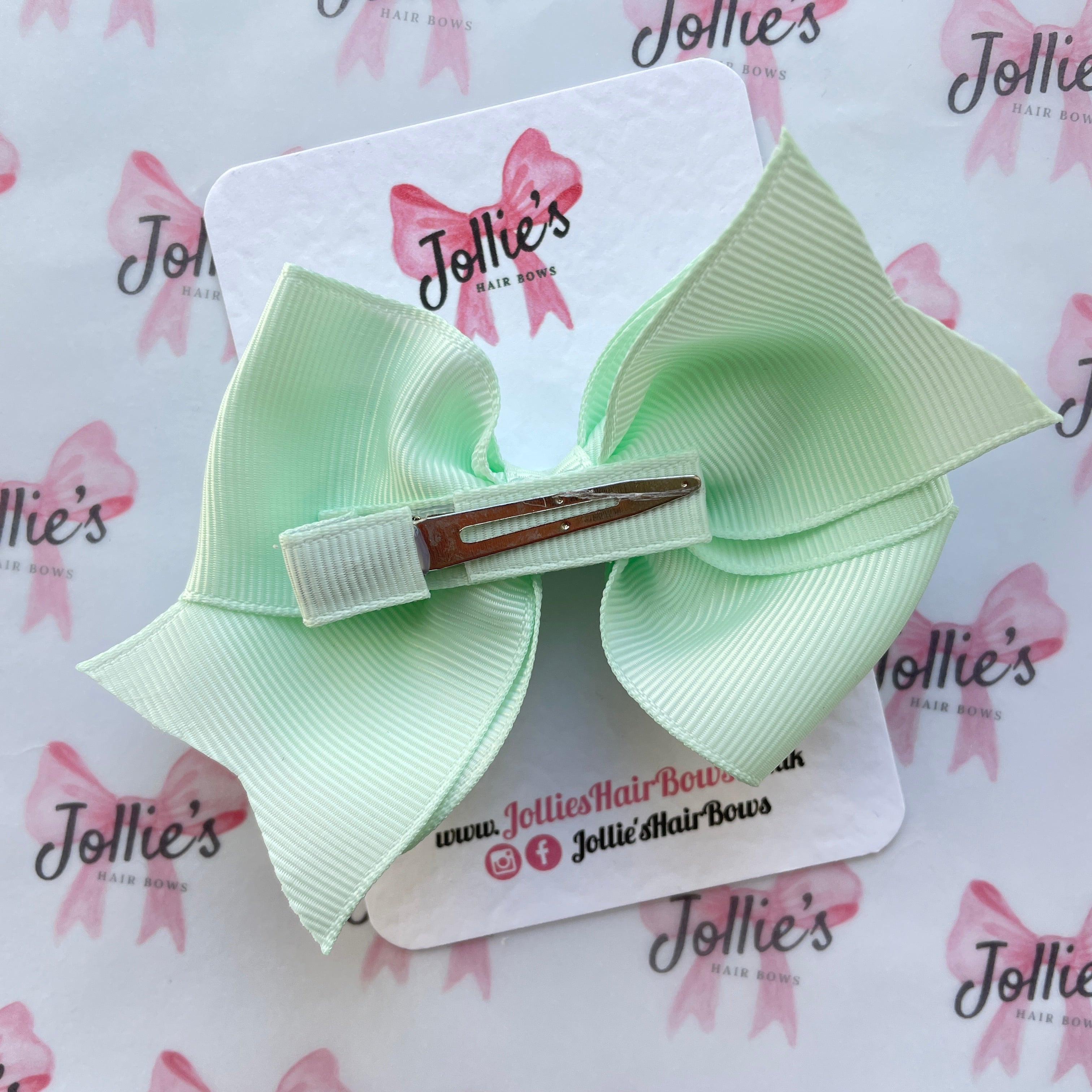 4" Ice Mint Triple Layer Hair Bow – Grosgrain Ribbon with Lined Alligator Clip