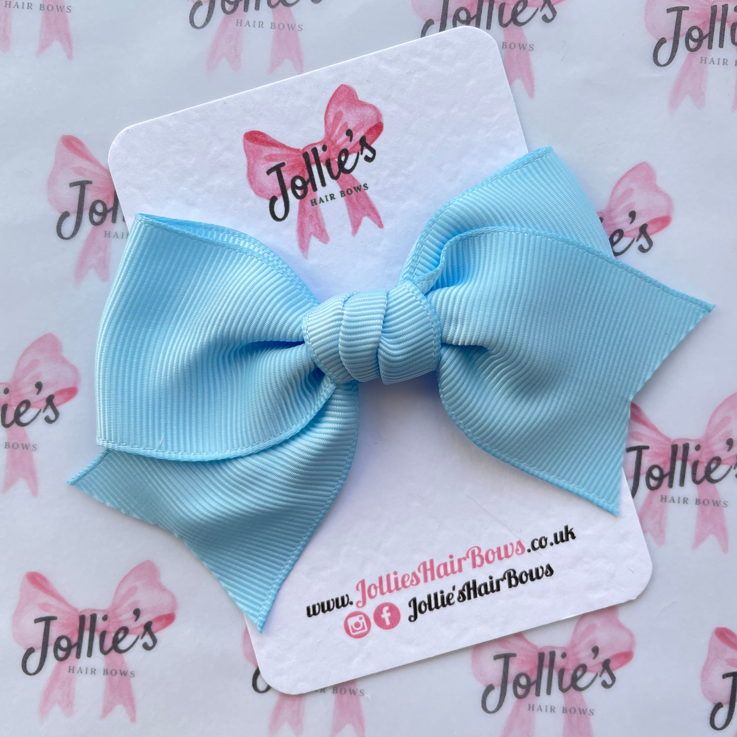 4" Blue Topaz Classic Hair Bow – Grosgrain Ribbon with Lined Alligator Clip