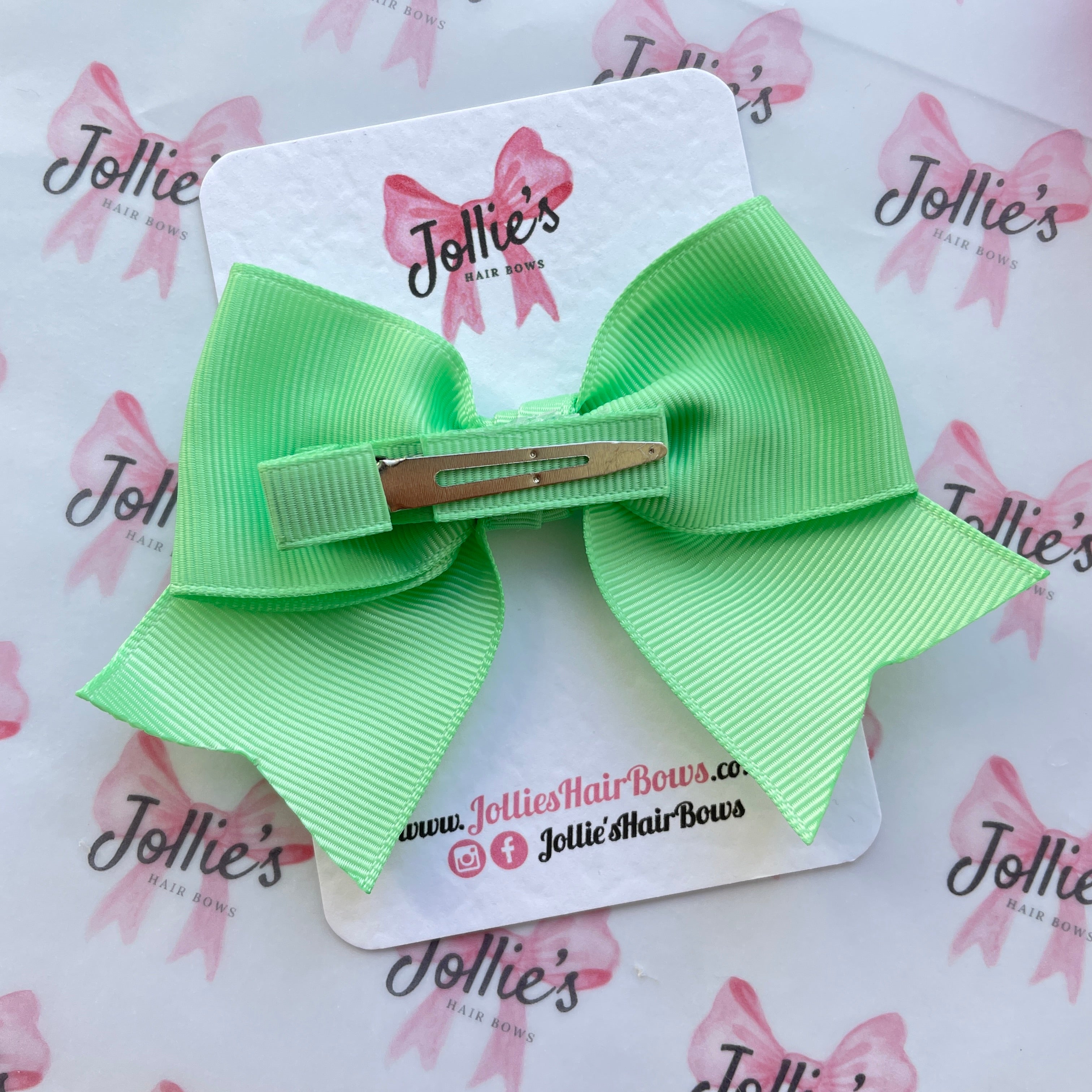 4" Mint Classic Hair Bow – Grosgrain Ribbon with Lined Alligator Clip