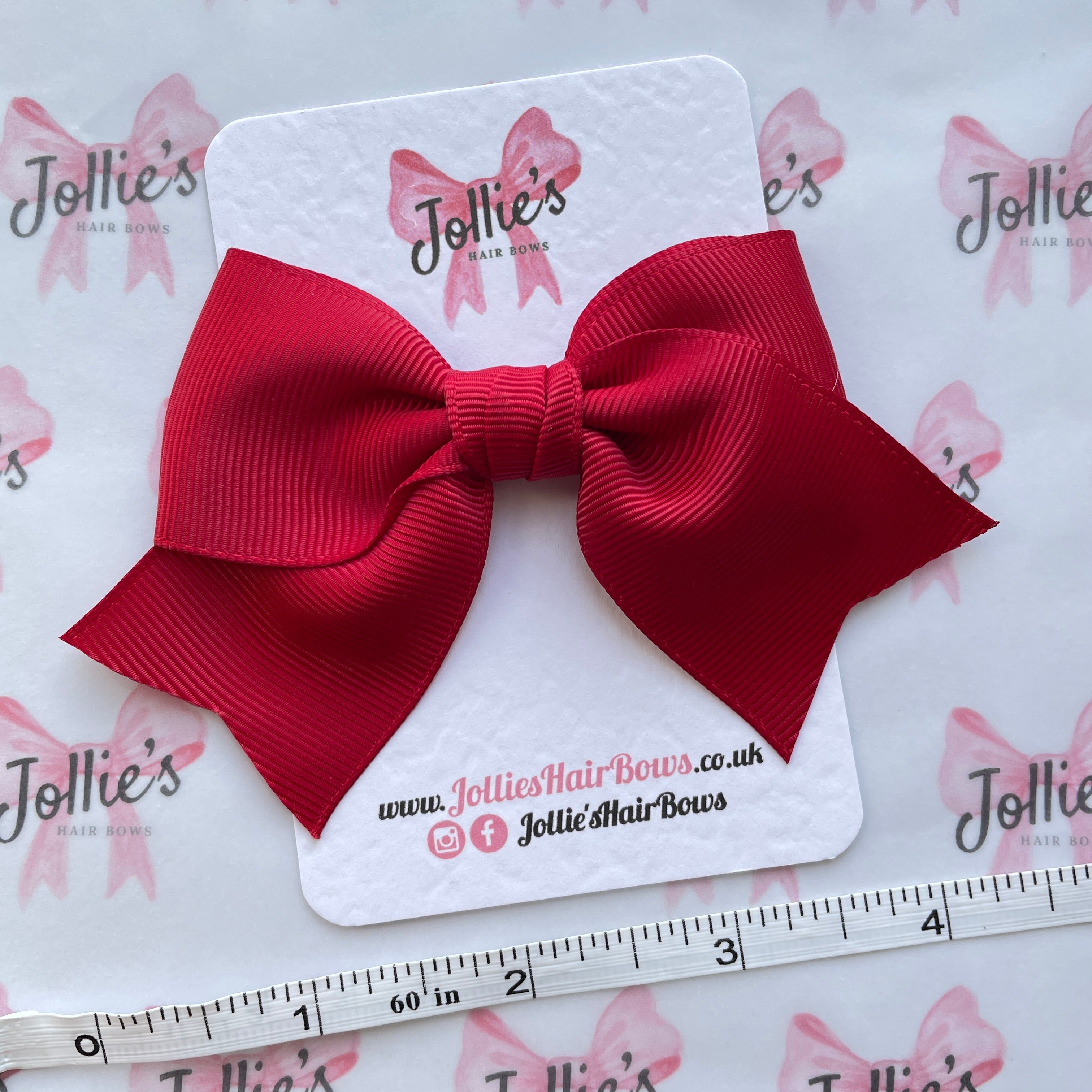 4" Scarlet Red Classic Hair Bow – Grosgrain Ribbon with Lined Alligator Clip