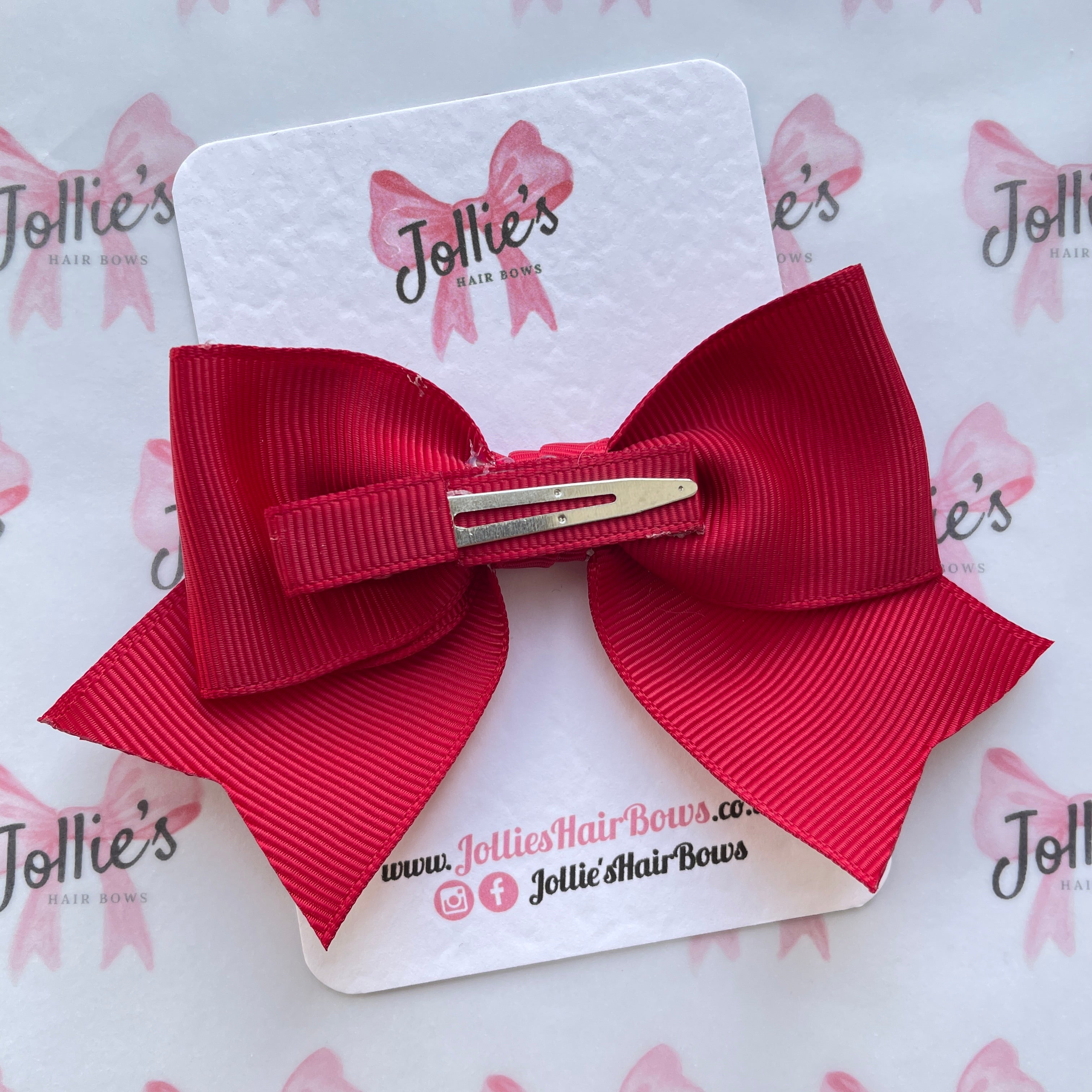 4" Scarlet Red Classic Hair Bow – Grosgrain Ribbon with Lined Alligator Clip