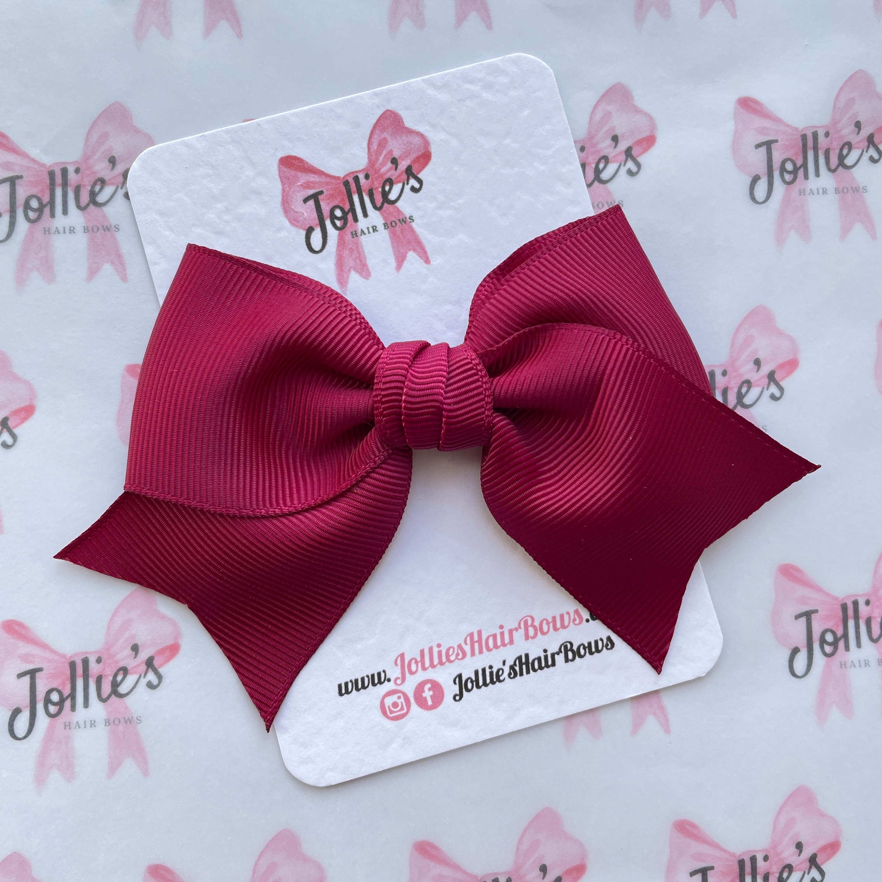 4" Wine Classic Hair Bow – Grosgrain Ribbon with Lined Alligator Clip