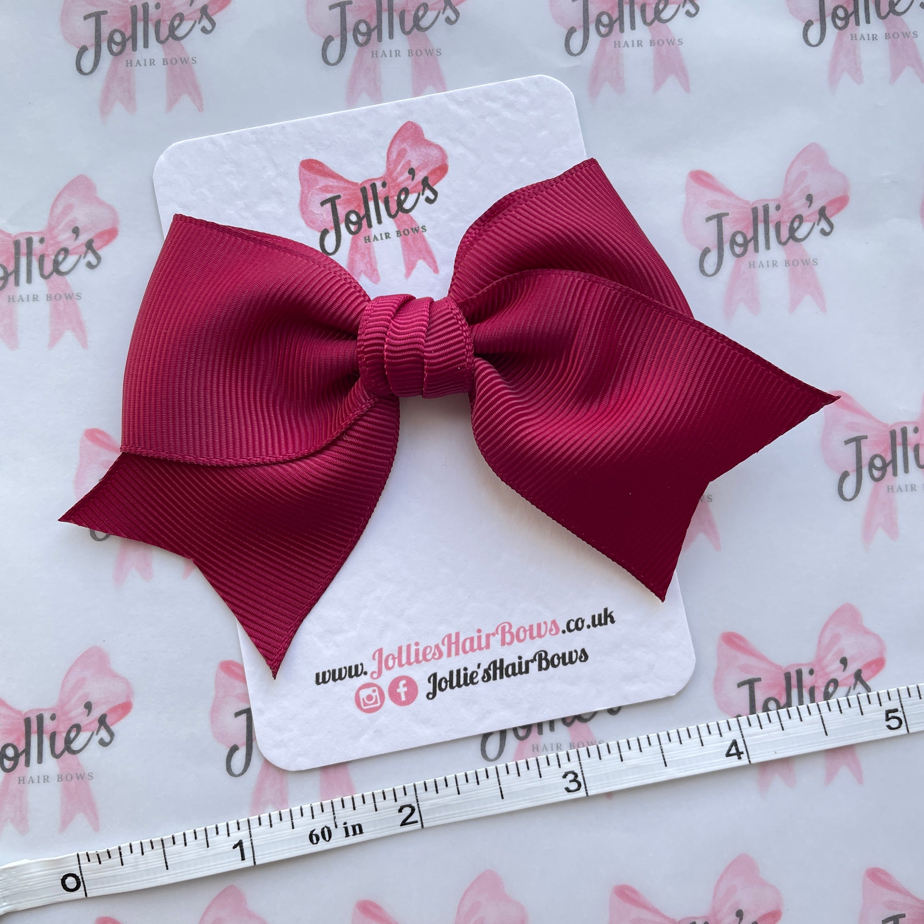 4" Wine Classic Hair Bow – Grosgrain Ribbon with Lined Alligator Clip