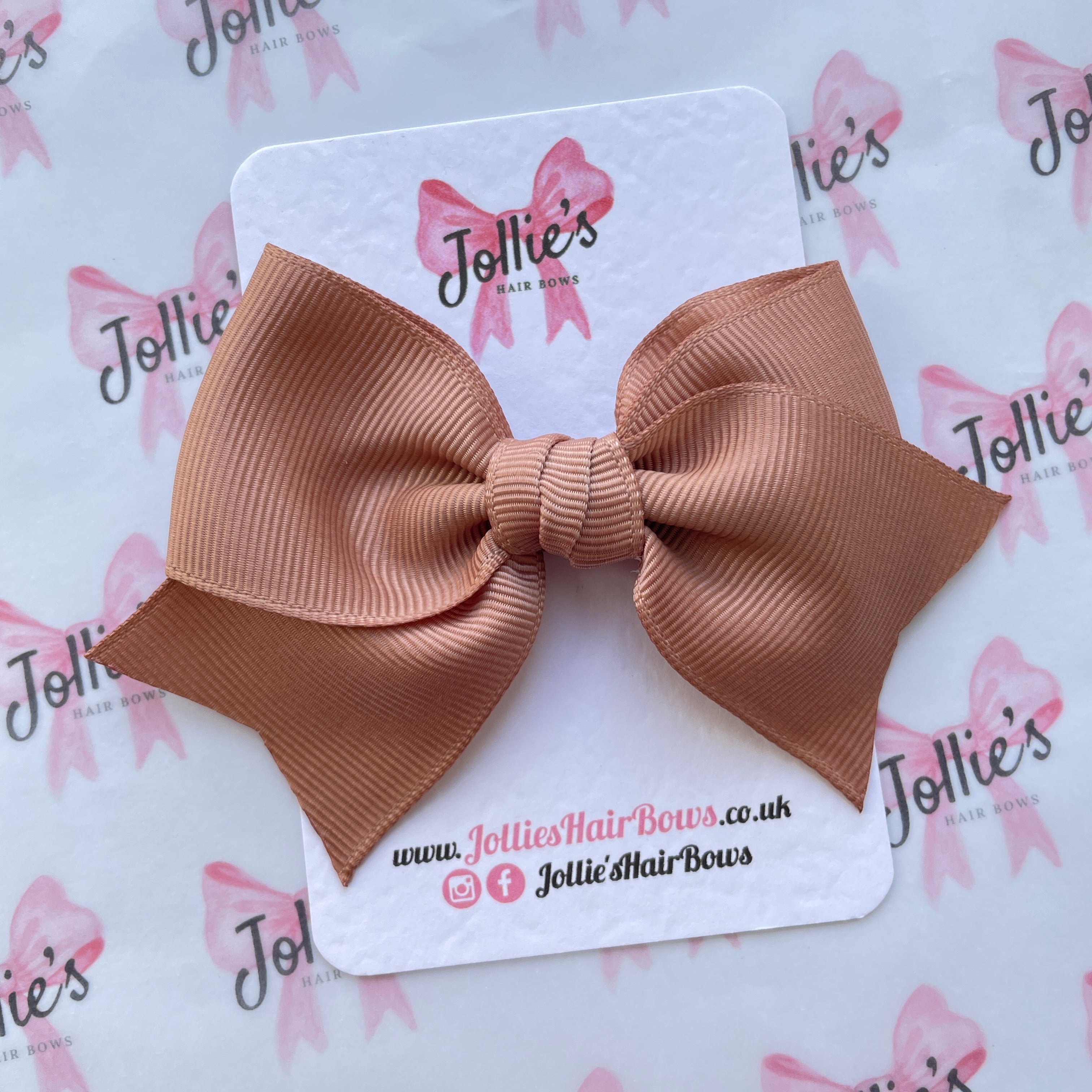 4" Natural Classic Hair Bow – Grosgrain Ribbon with Lined Alligator Clip