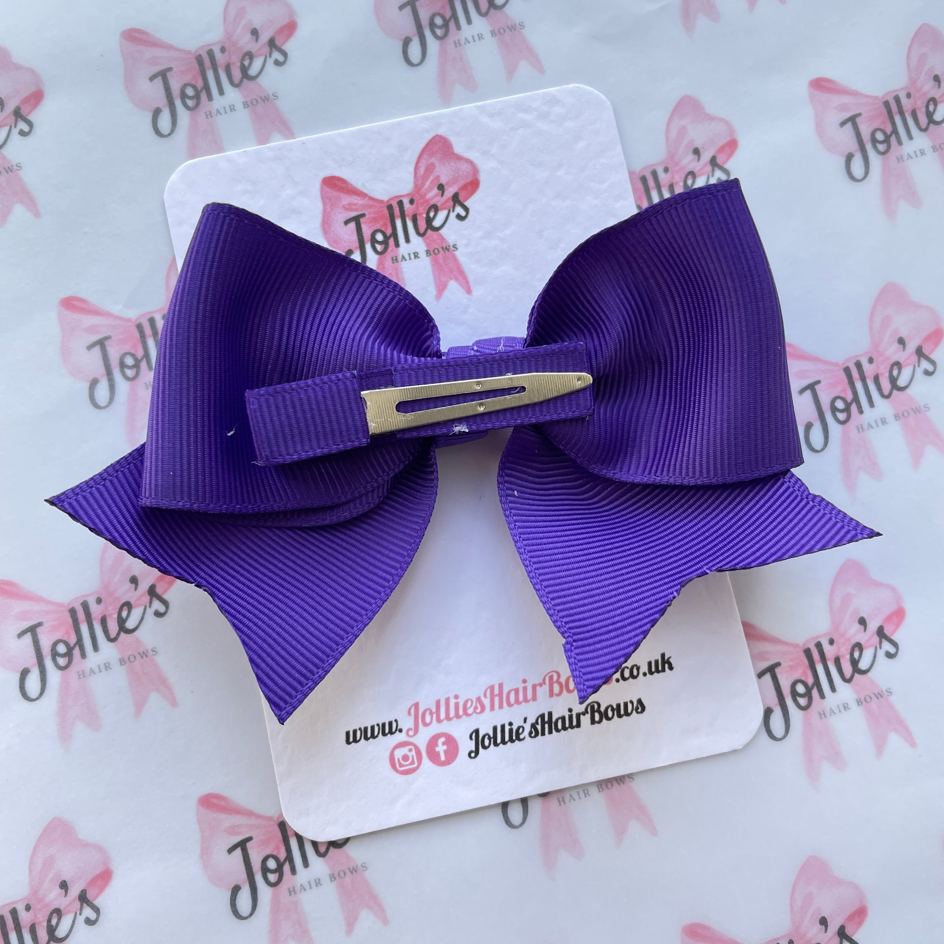 4" Regal Purple Classic Hair Bow – Grosgrain Ribbon with Lined Alligator Clip