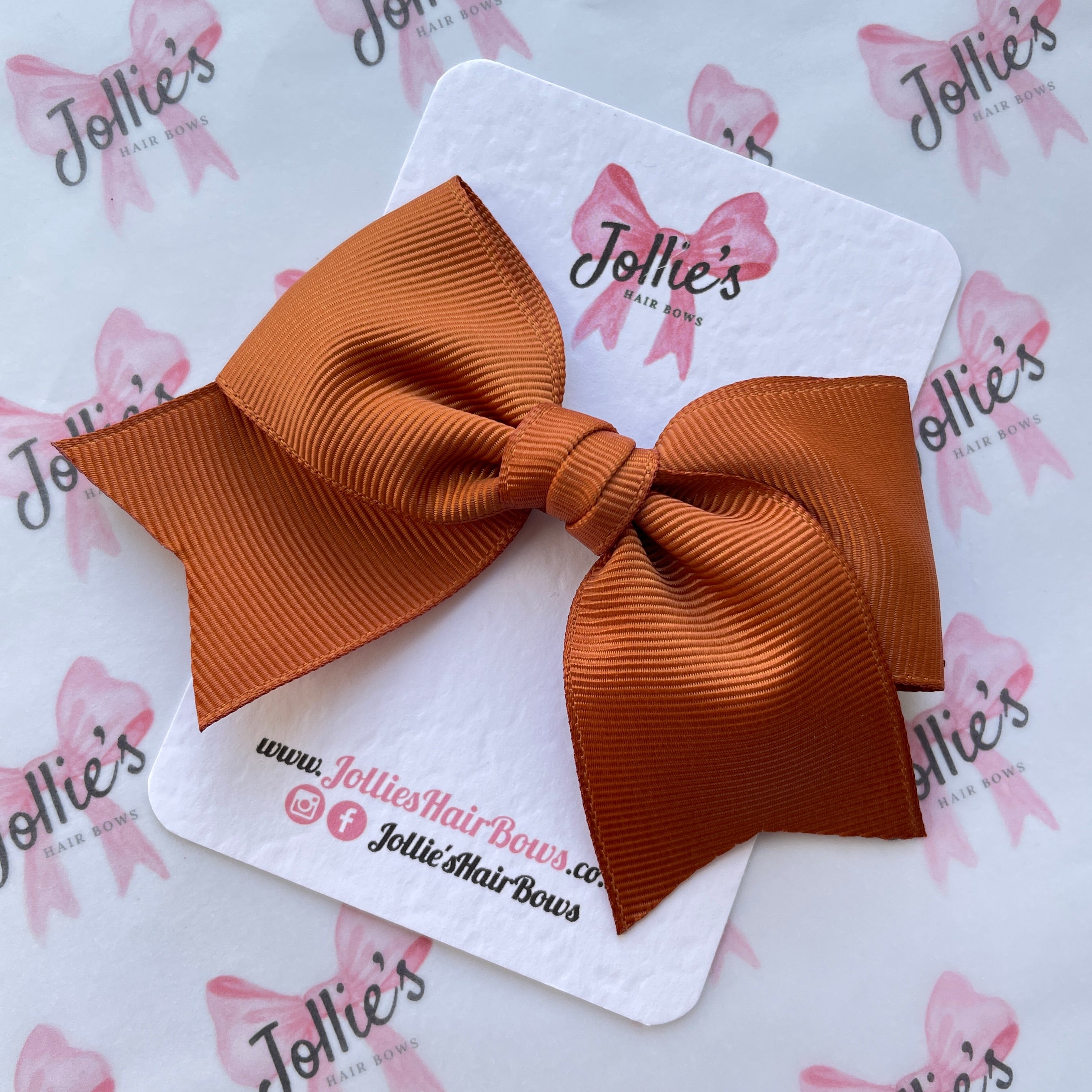 4" Copper Classic Hair Bow – Grosgrain Ribbon with Lined Alligator Clip