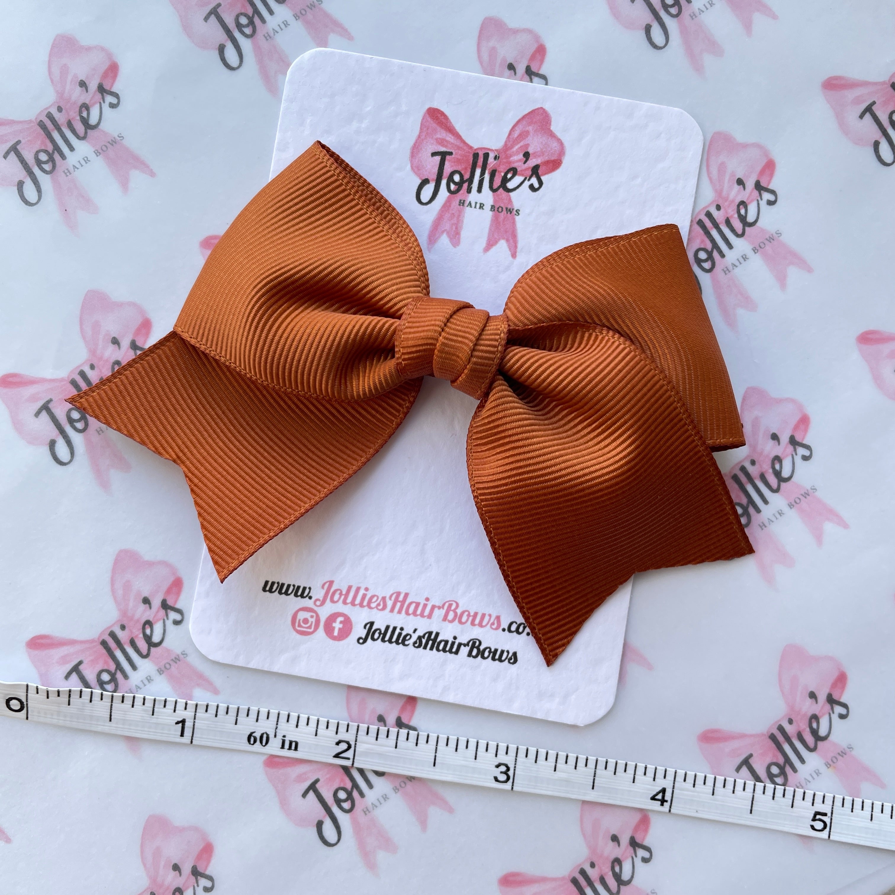 4" Copper Classic Hair Bow – Grosgrain Ribbon with Lined Alligator Clip